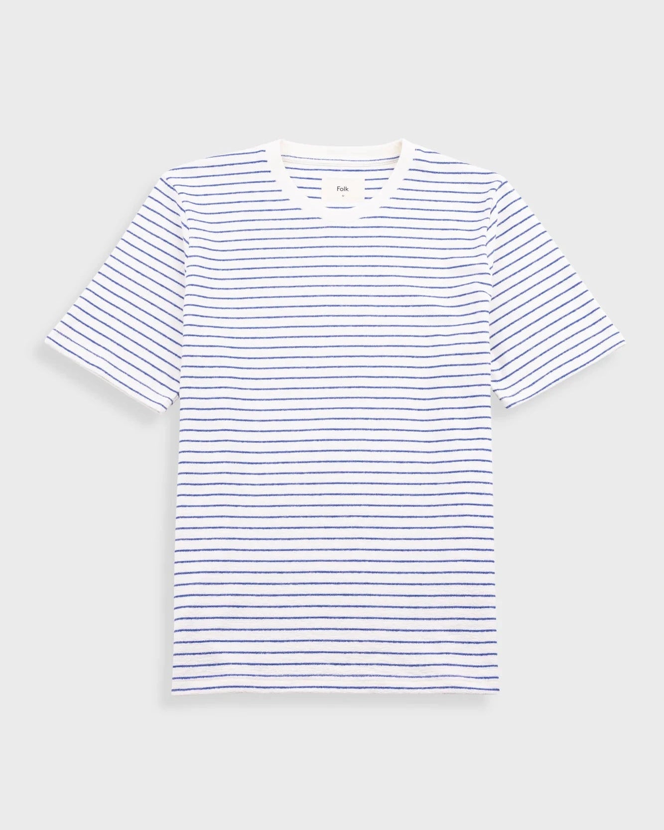 SS Textured Stripe T-shirt - Ecru / Bright Blue