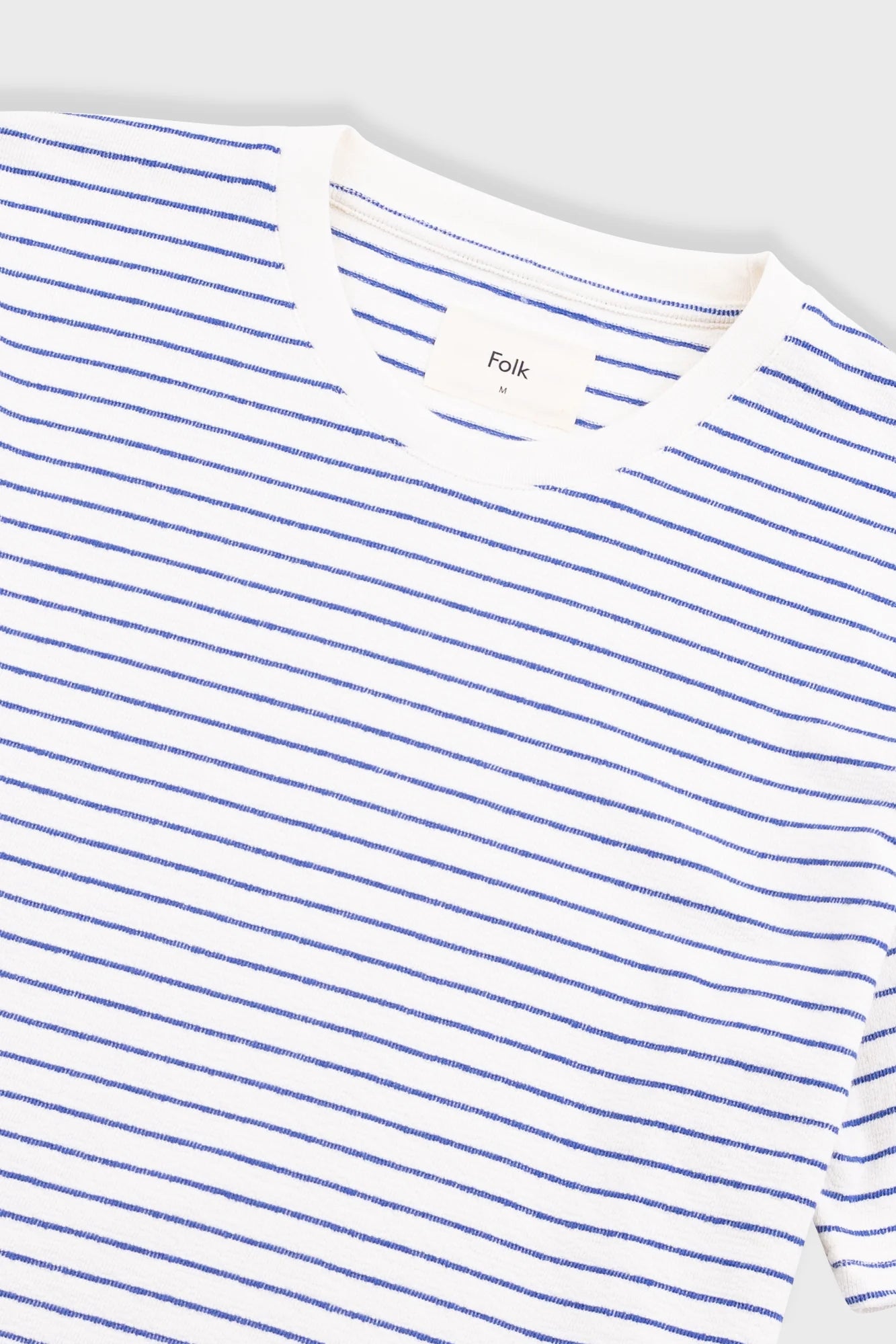 SS Textured Stripe T-shirt - Ecru / Bright Blue