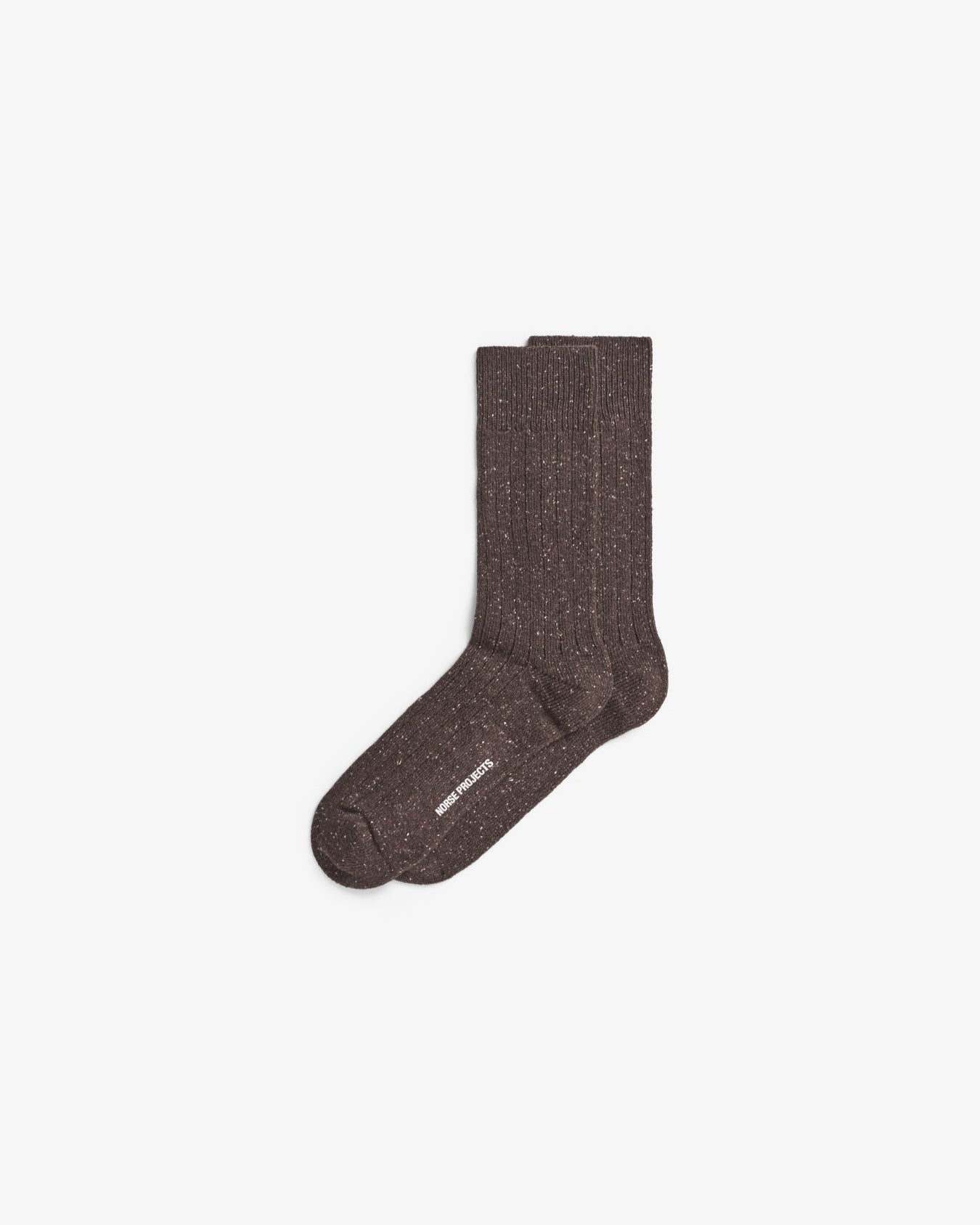 Bjarki Neps Wool Ribs Socks - Seal Brown