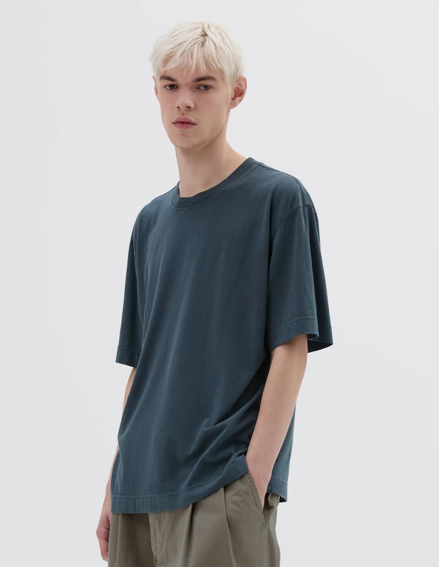 Simple T-shirt Organic Cotton Linen Jersey - Mineral Blue