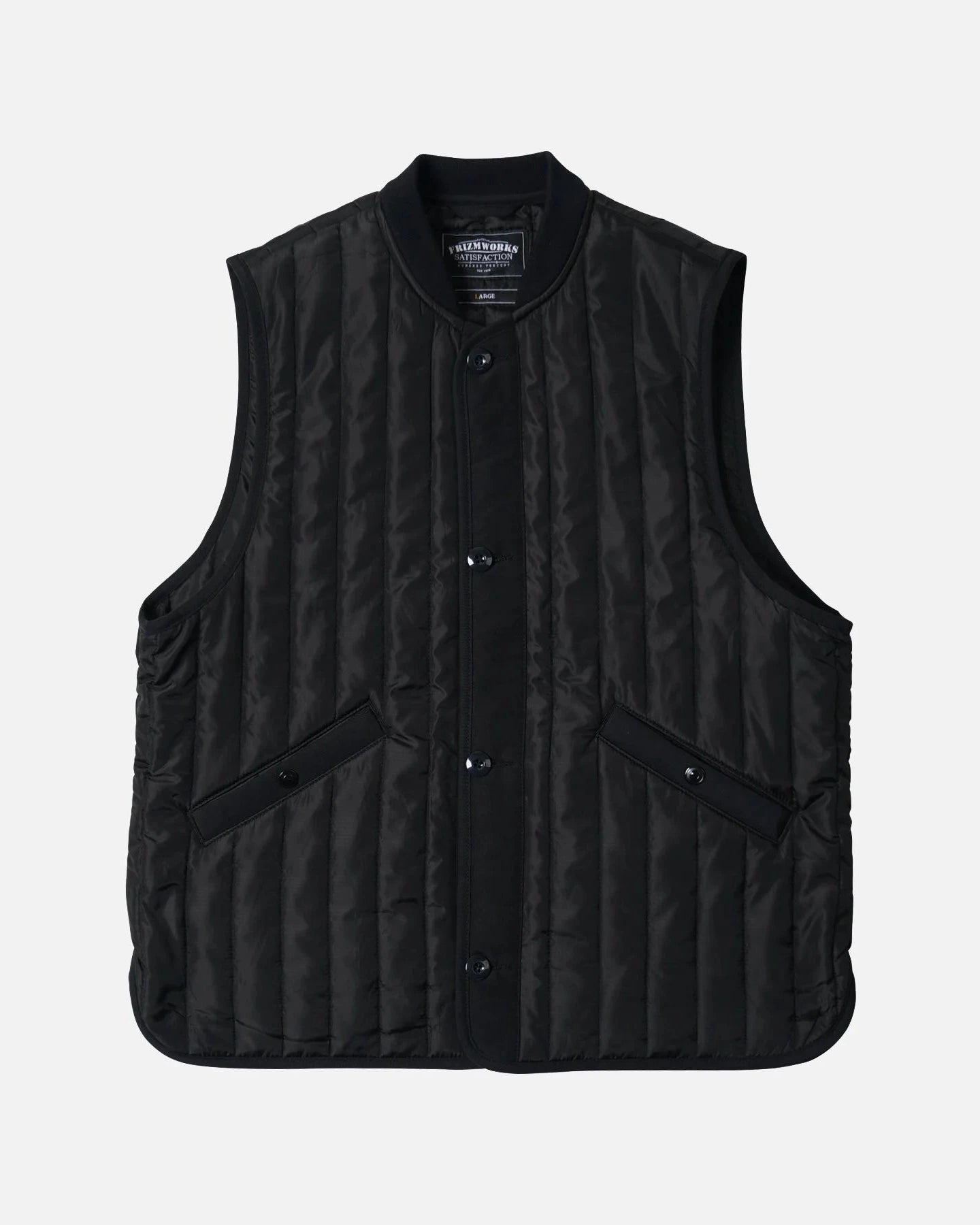 Stripe Quilt Mil Liner Vest - Black