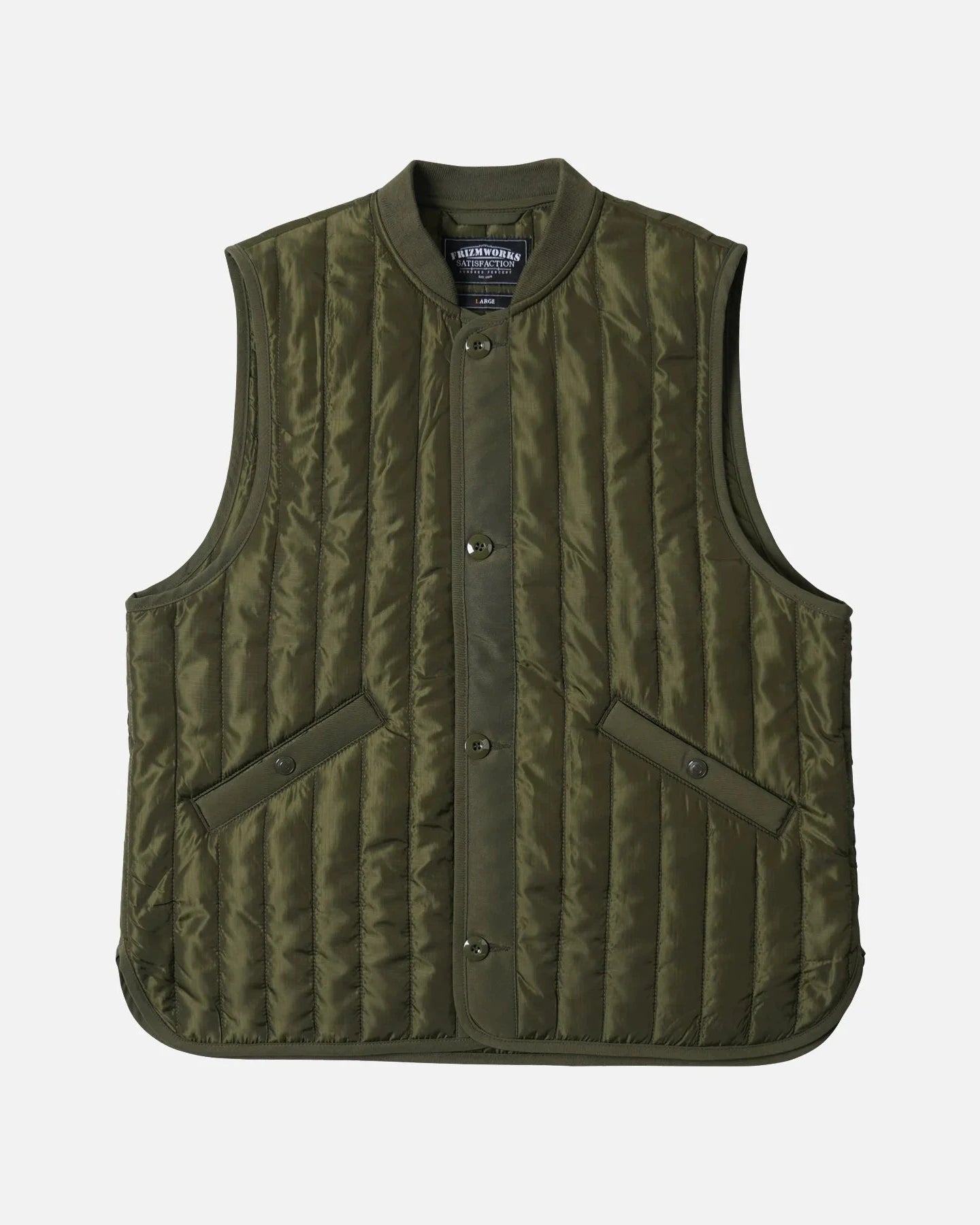 Stripe Quilt Mil Liner Vest - Olive