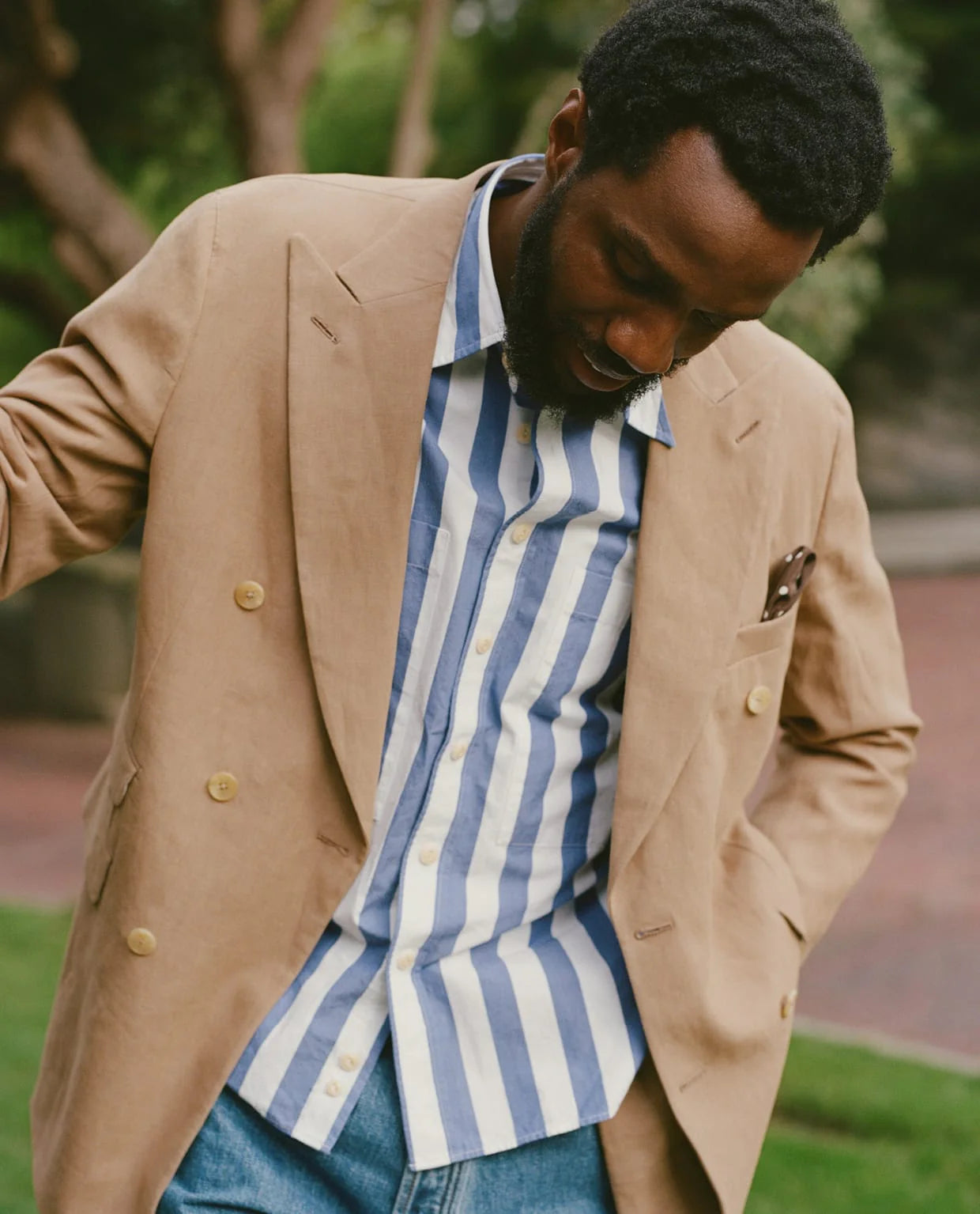Striped Relaxed Block Shirt - White and Blue