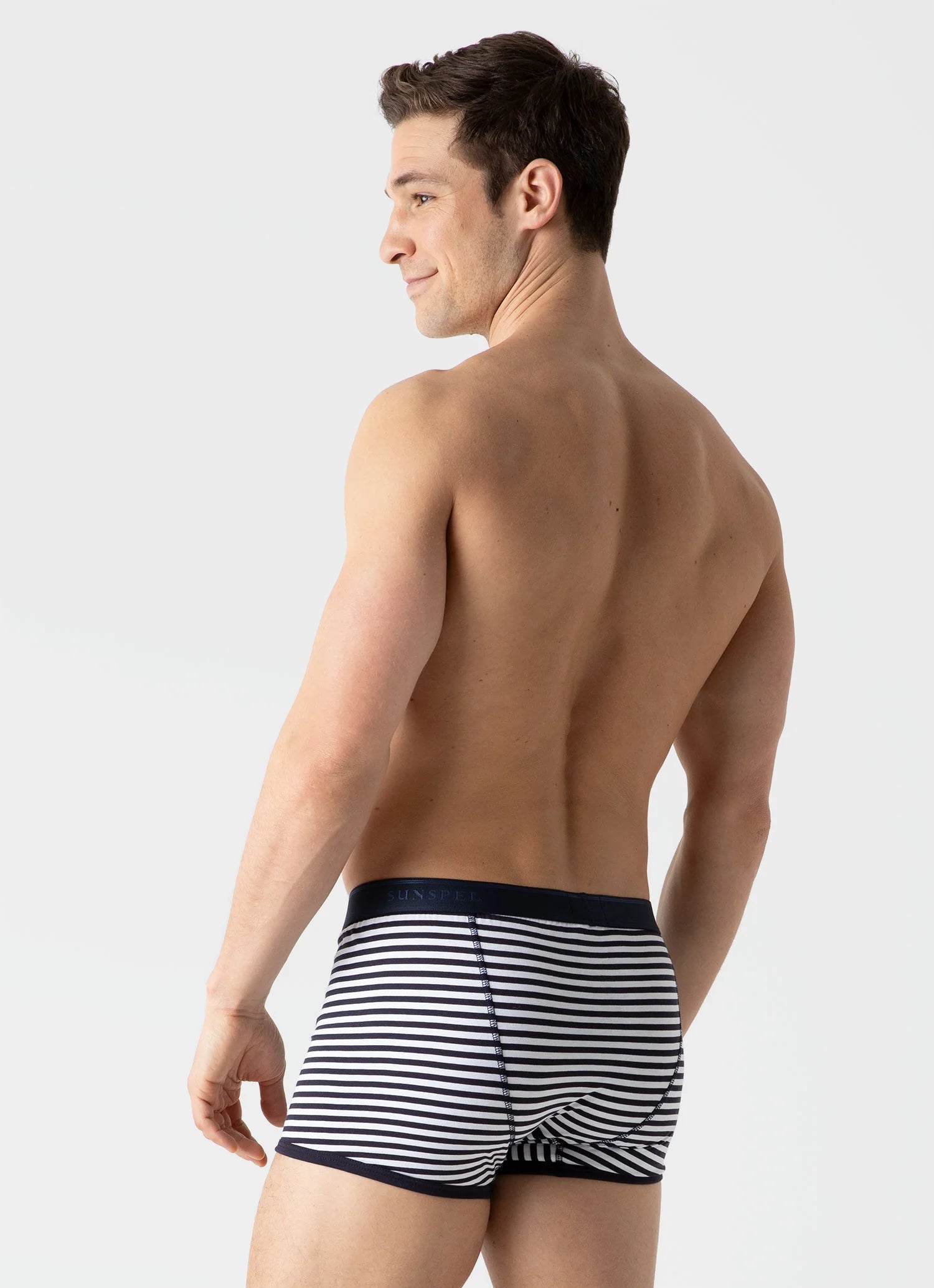 Superfine Cotton Trunks - White/Navy