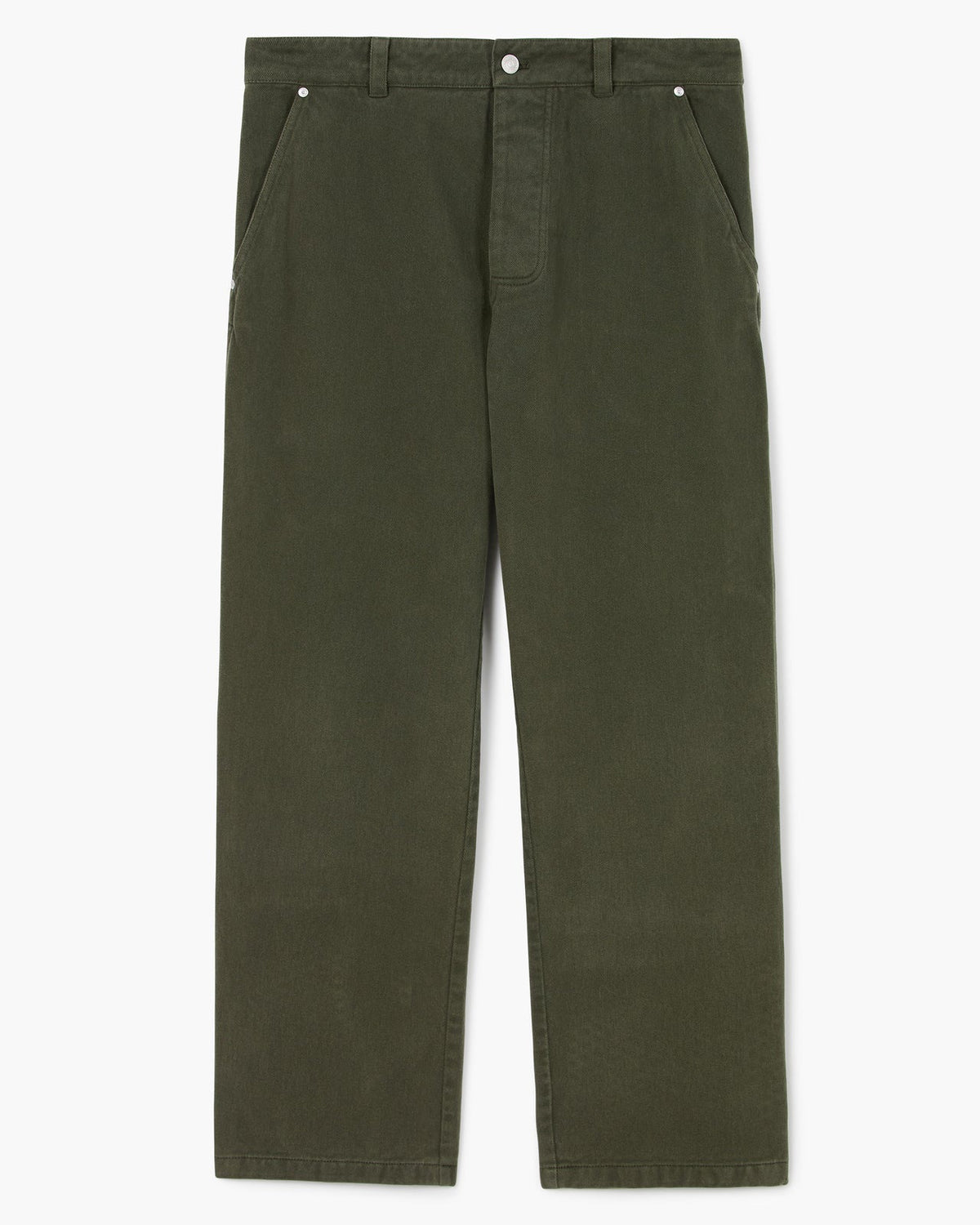 Pantalon Soft Single Knee - Twill De Coton 'Peached' - Vert Foncé