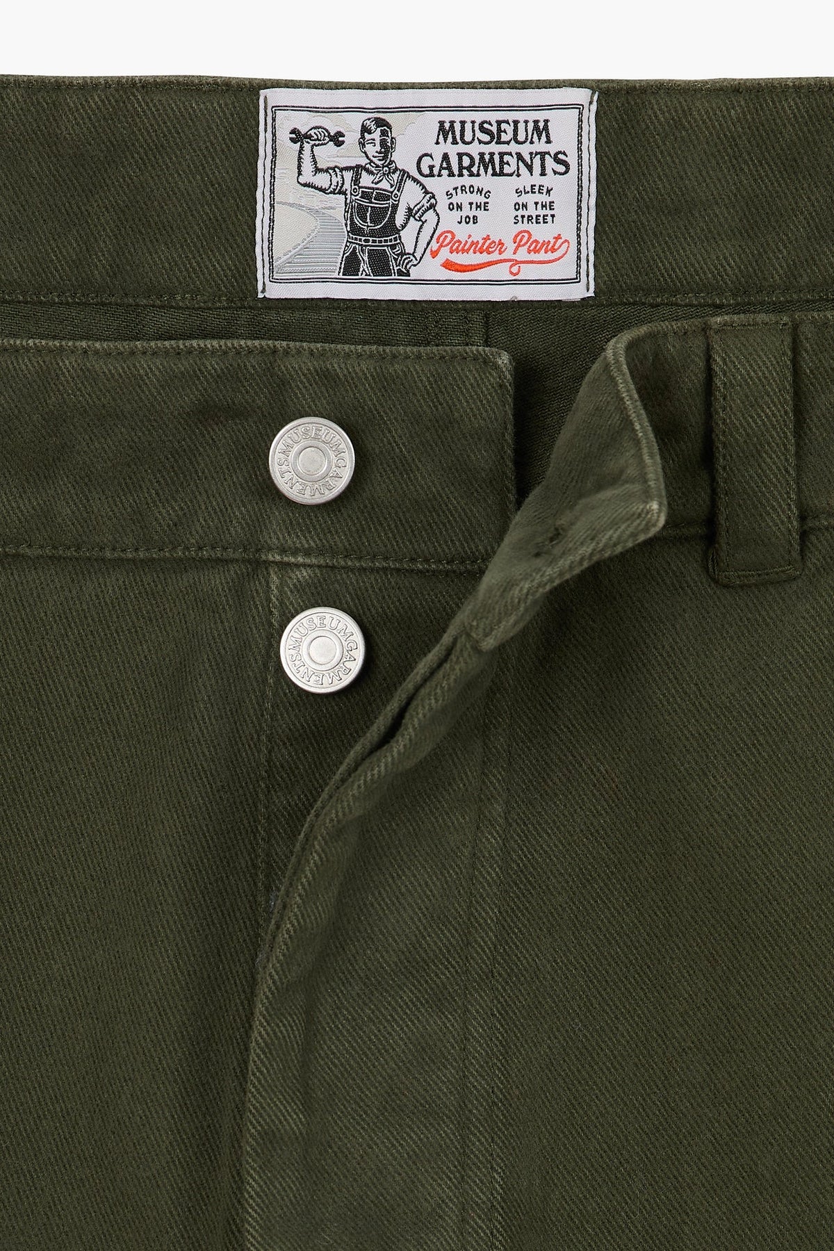 Pantalon Soft Single Knee - Twill De Coton 'Peached' - Vert Foncé