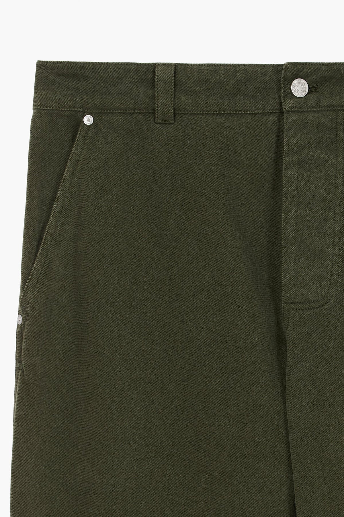 Pantalon Soft Single Knee - Twill De Coton 'Peached' - Vert Foncé