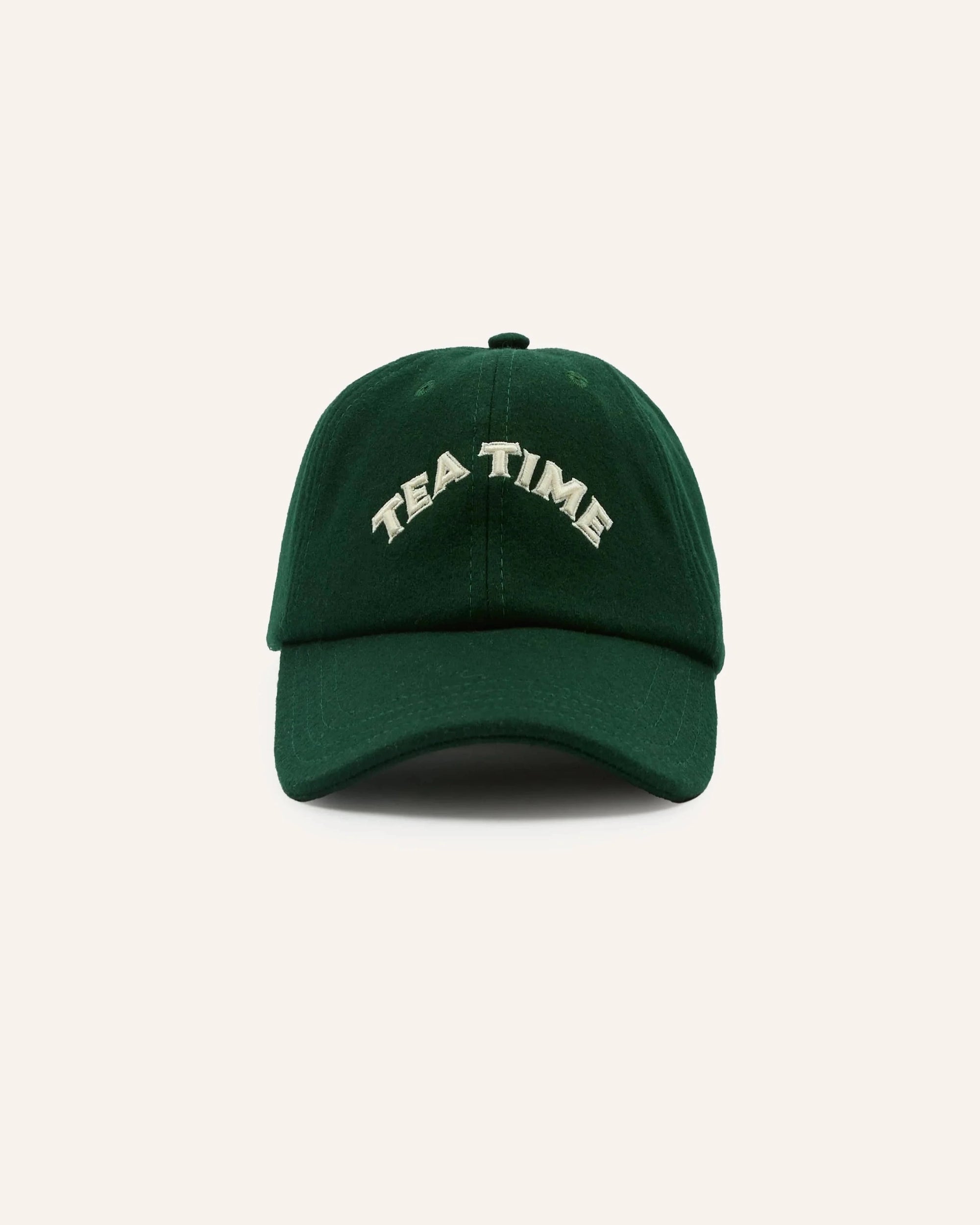 Tea Time Wool Baseball Cap - Forrest Green