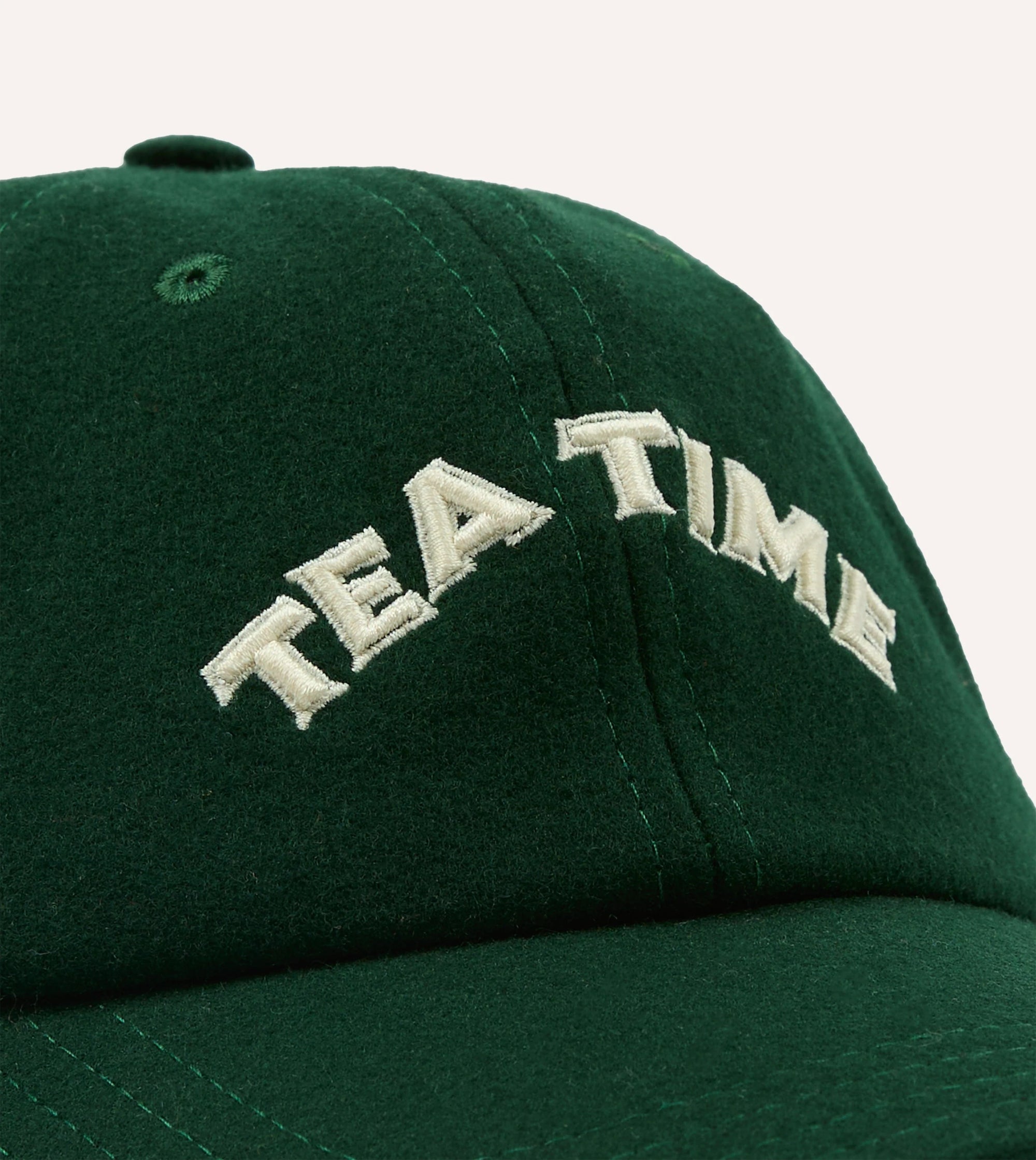 Tea Time Wool Baseball Cap - Forrest Green