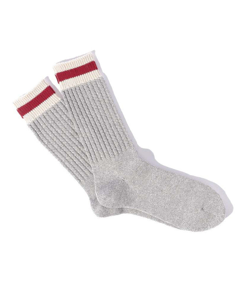 Tuck Cuff Stripes Crew - Light Grey Melange