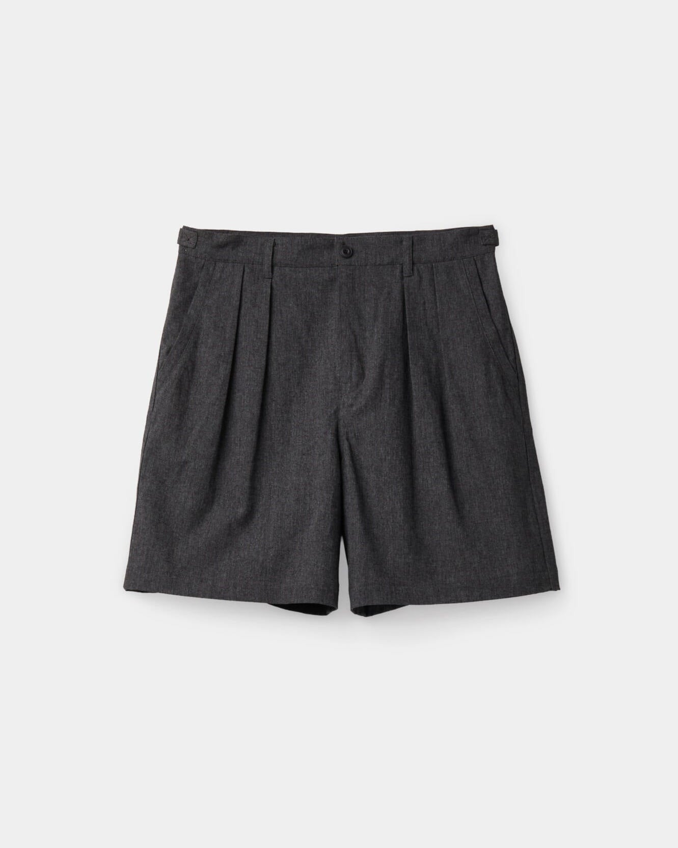 Two Tuck Linen Short Pants - Charcoal