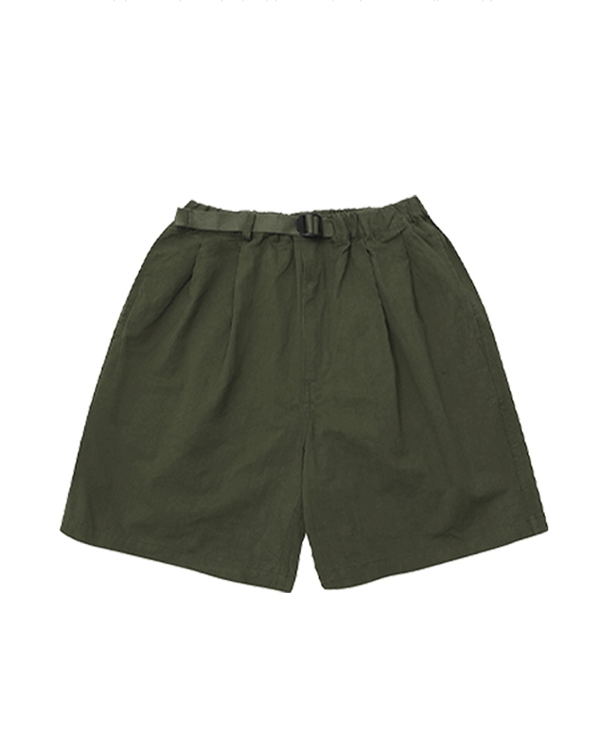 Two Tuck Wide Half Pants - Khaki
