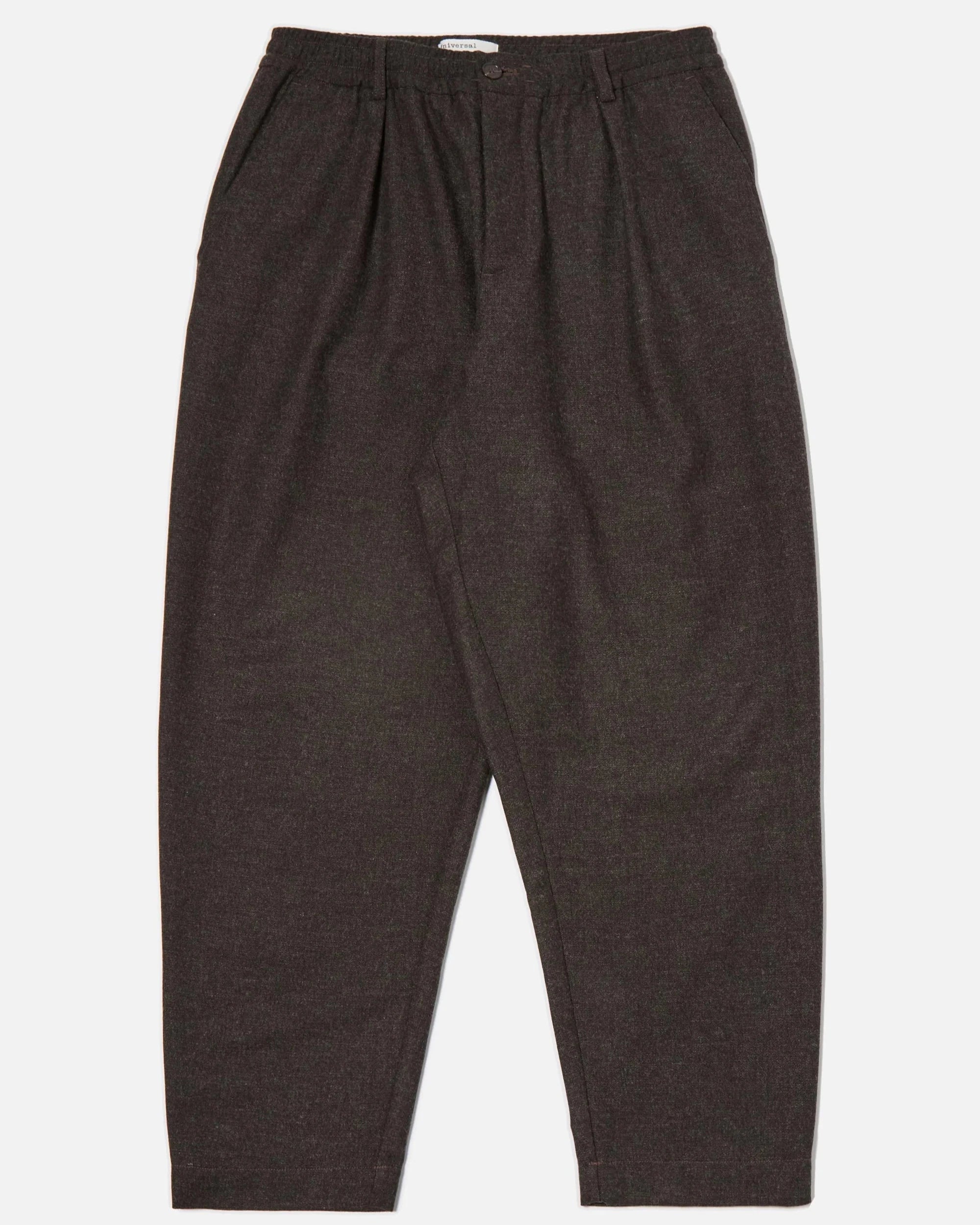 Upcycled Italian Tweed Pleated Track Pant - Brown