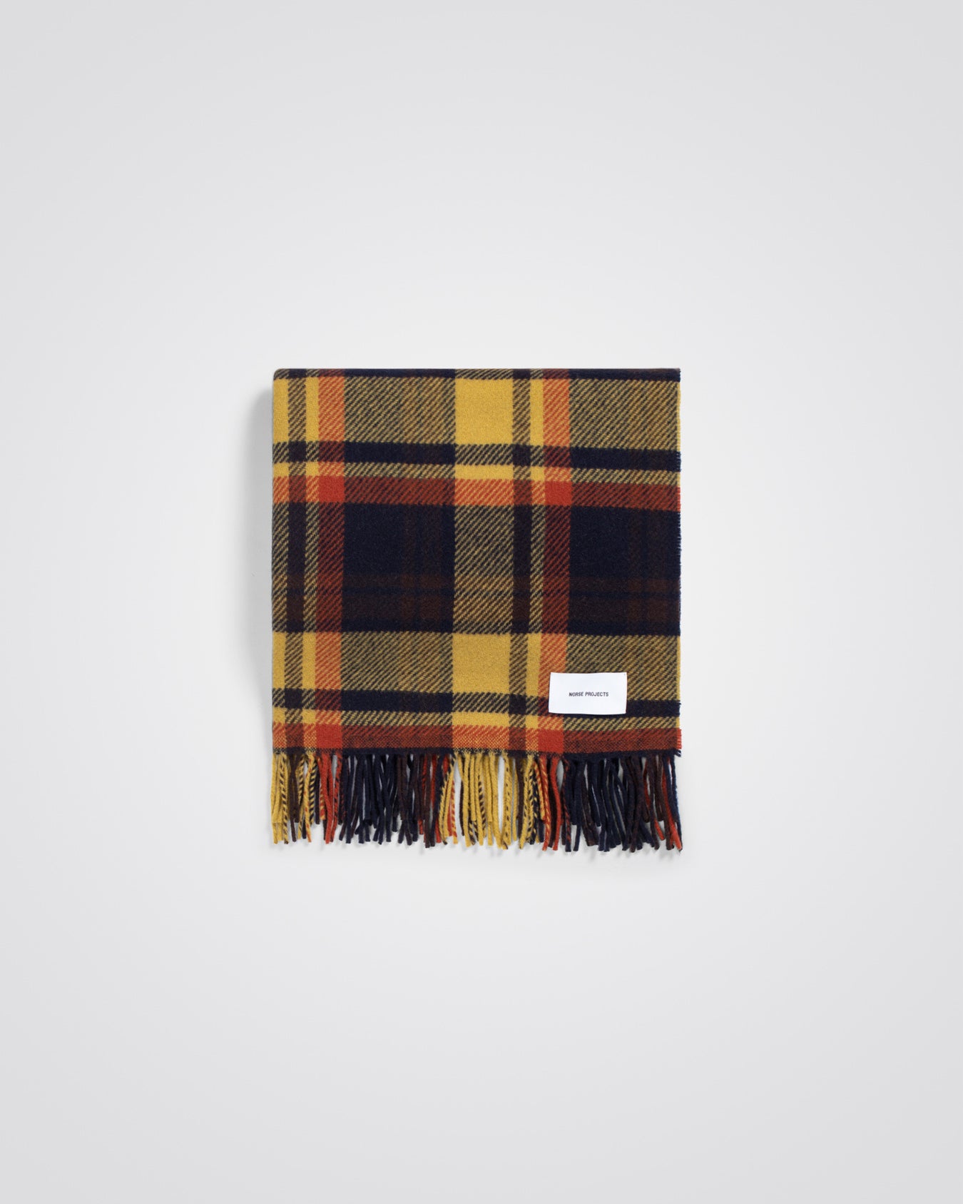 Virgin Wool Checked Scarf - Dark Navy