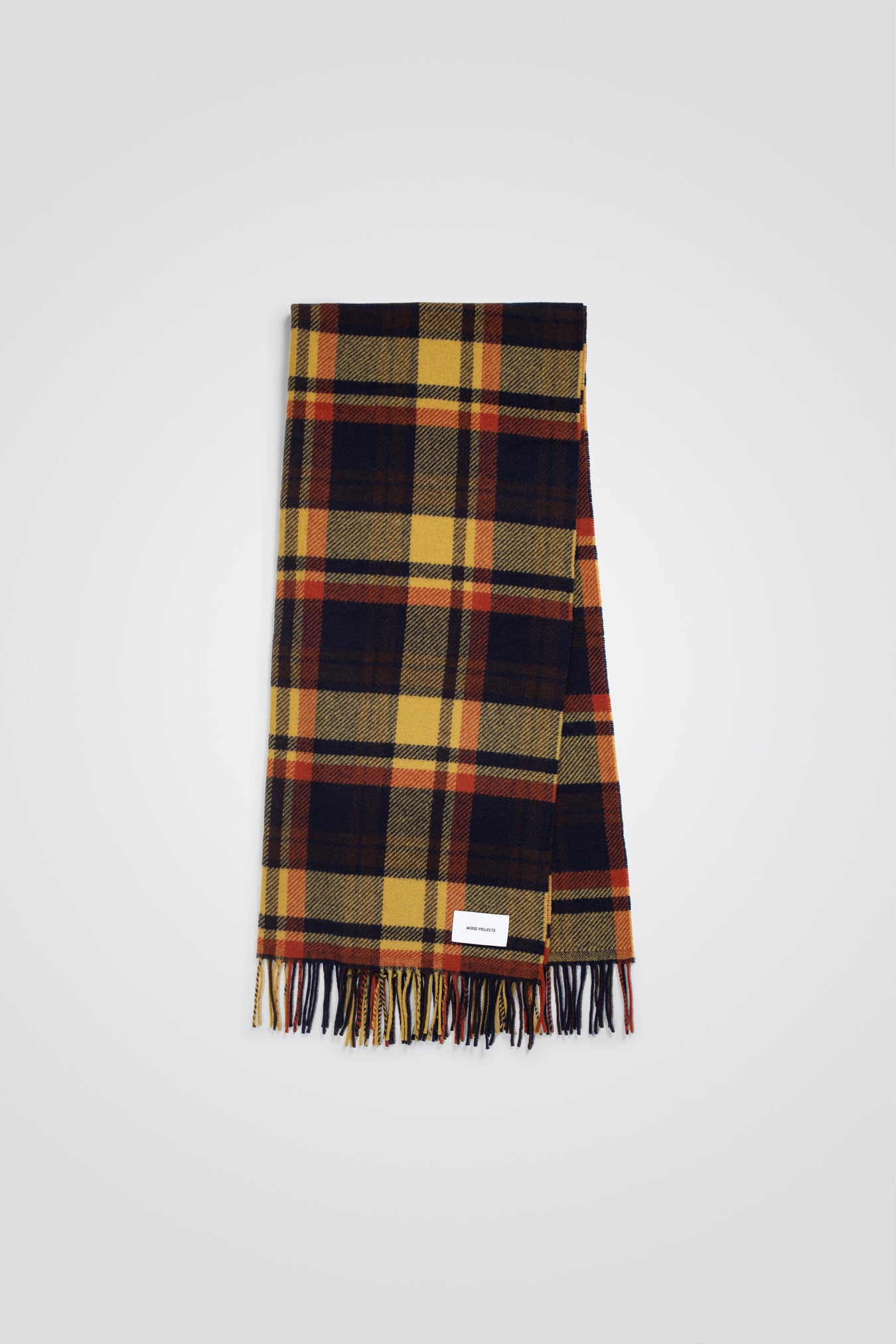 Virgin Wool Checked Scarf - Dark Navy