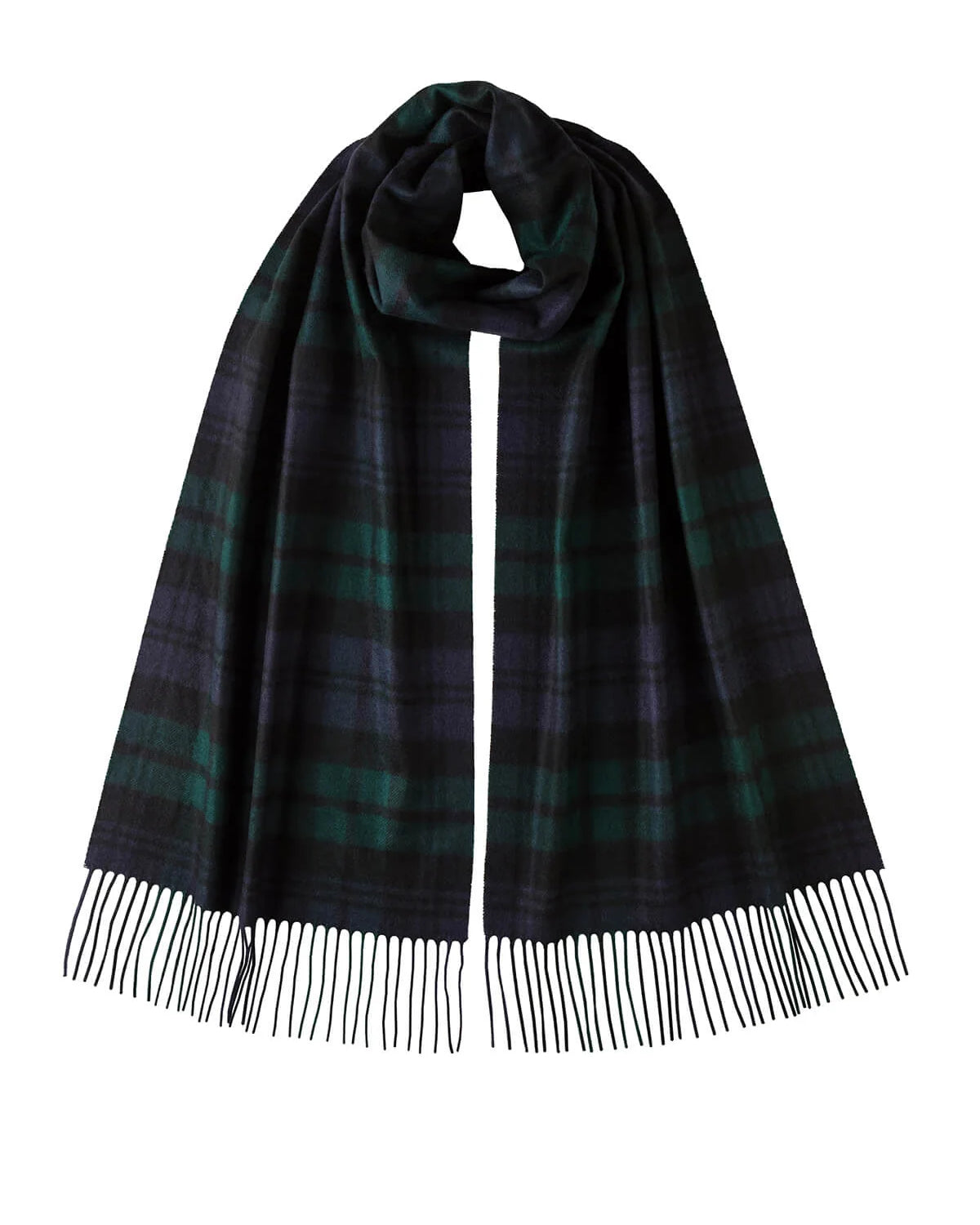 Ultrafine Merino Tartan Scarf - Black Watch