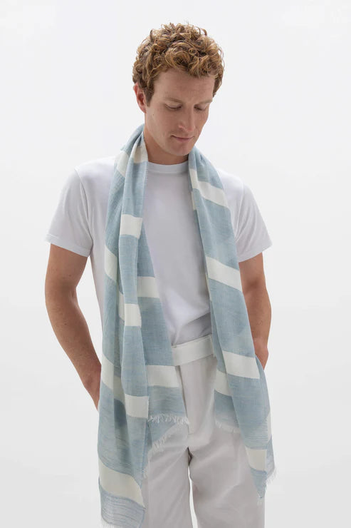 Melange Stripe Scarf - Blue