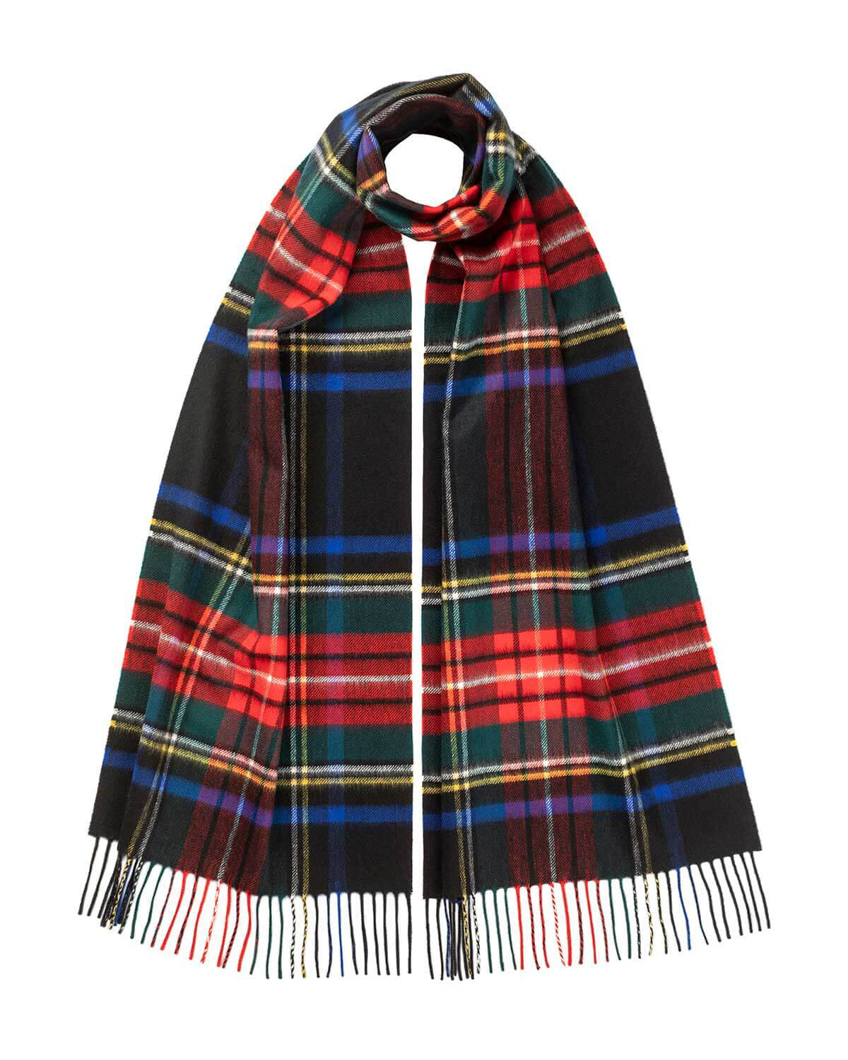 Ultrafine Merino Tartan Scarf - Black Stewart