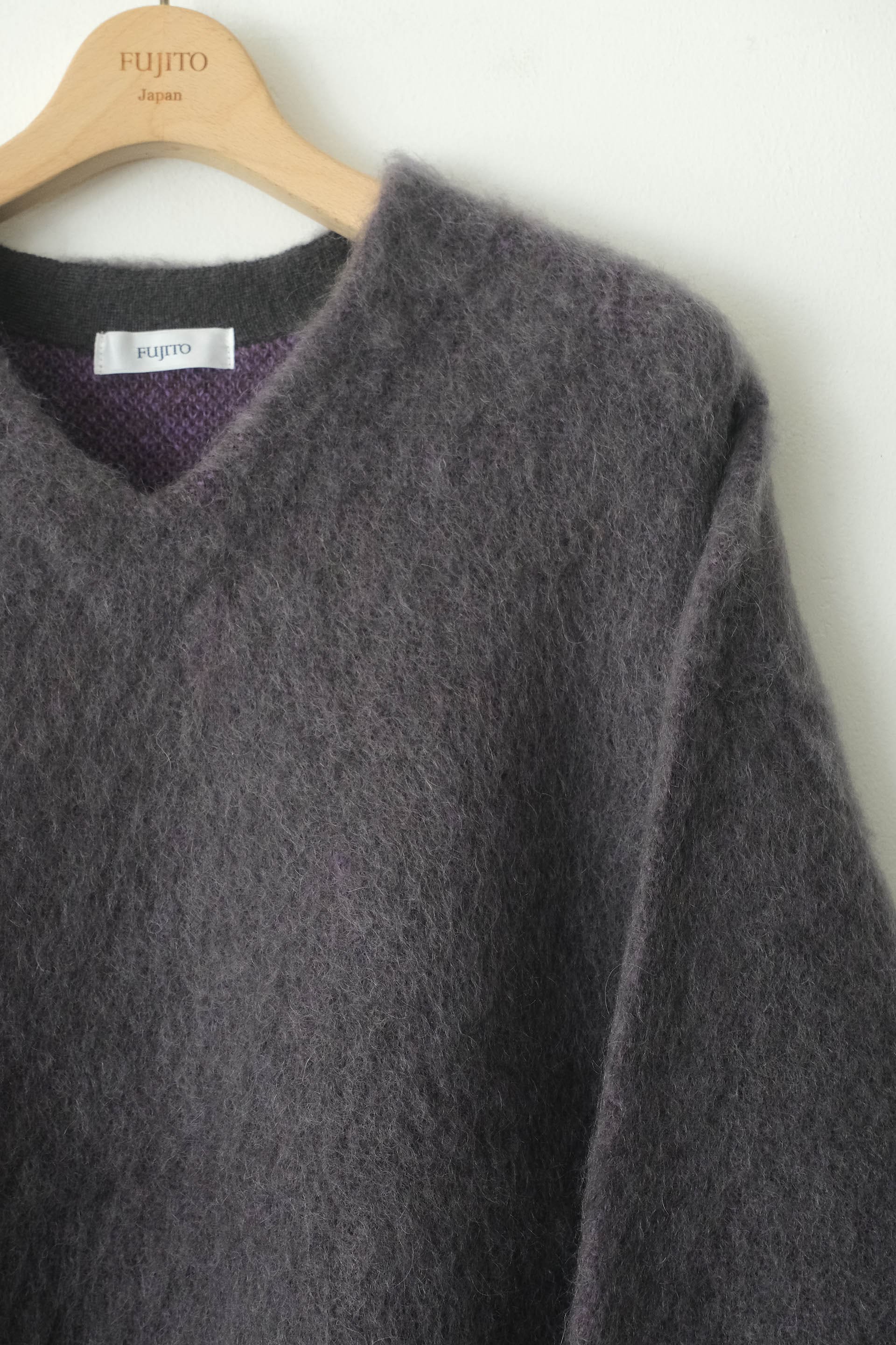 V Neck Sweater - Purple Gray
