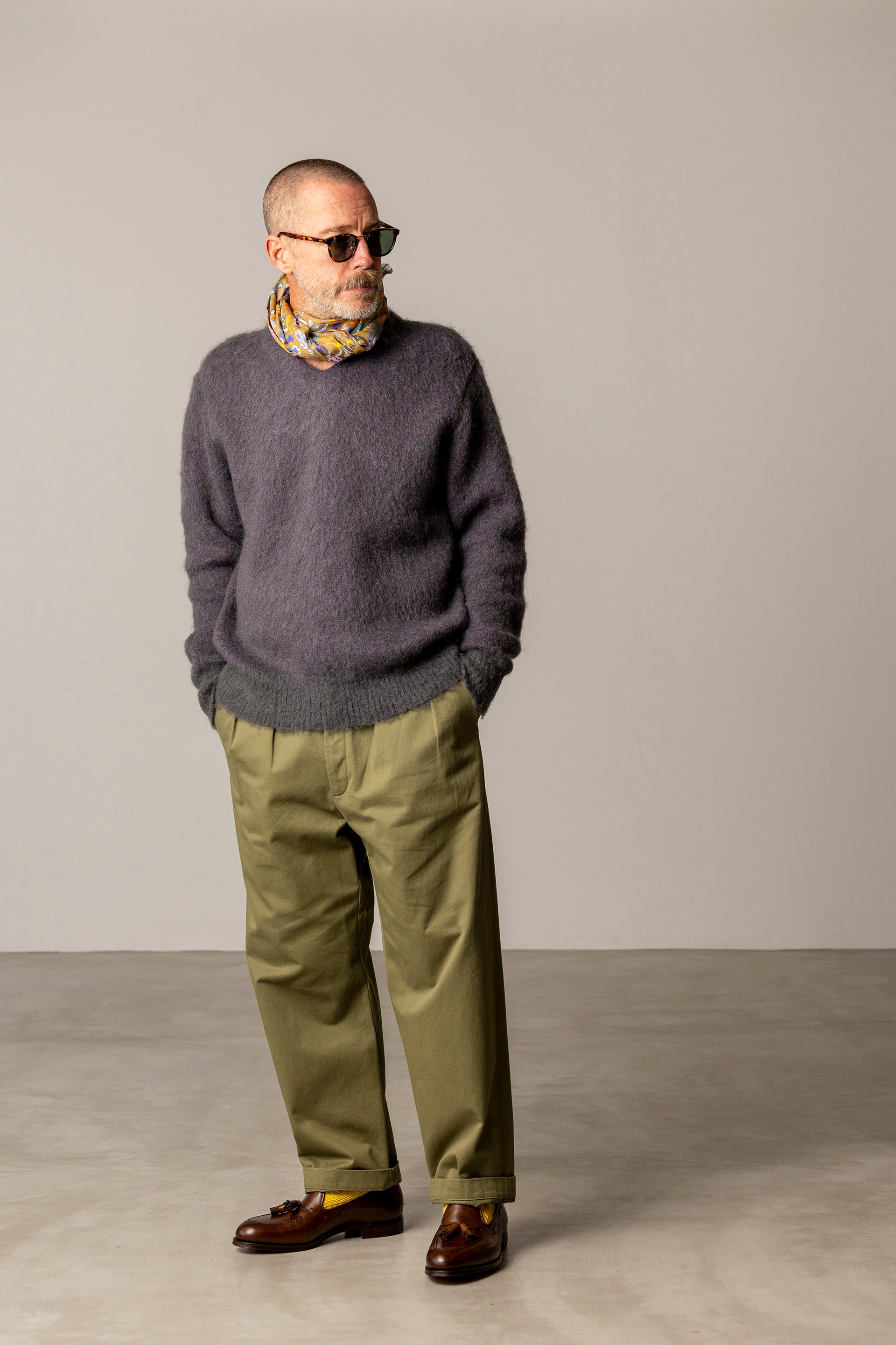 V Neck Sweater - Purple Gray