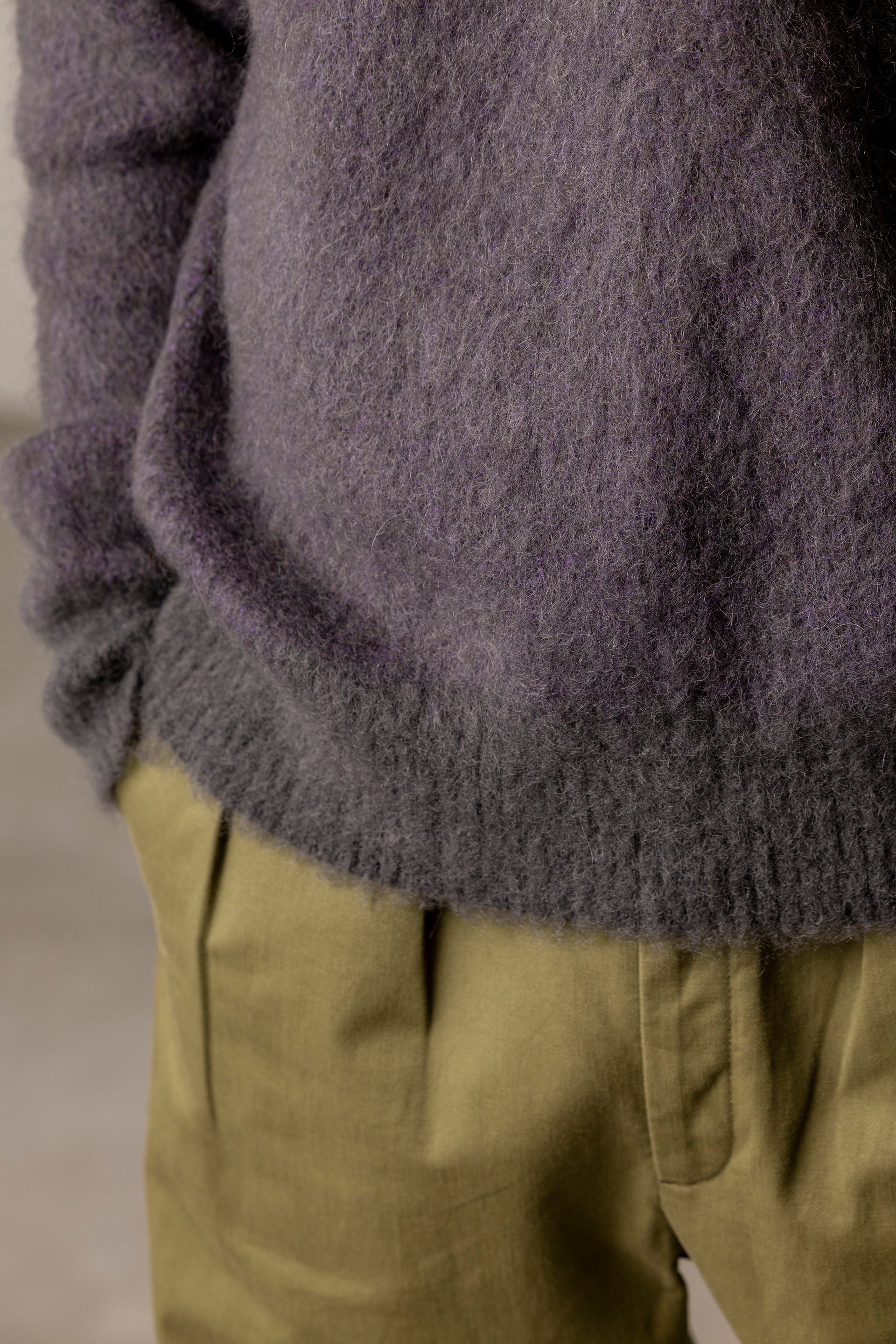 V Neck Sweater - Purple Gray