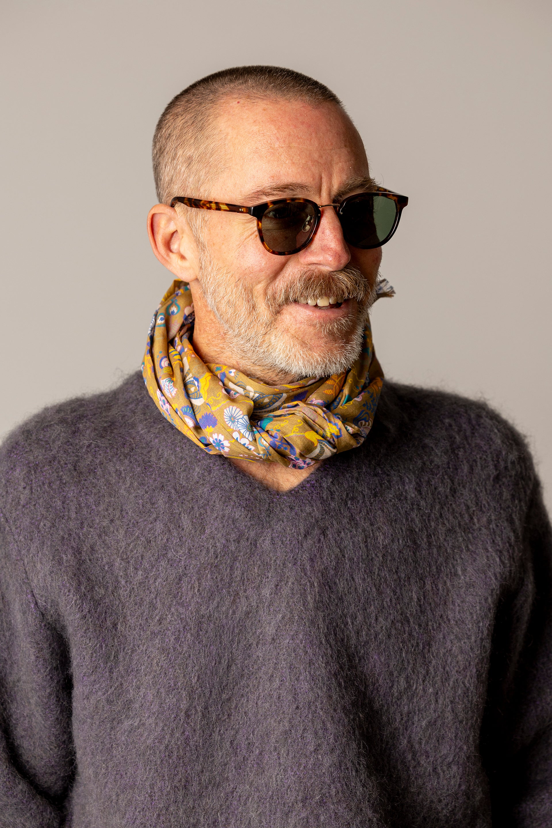 V Neck Sweater - Purple Gray