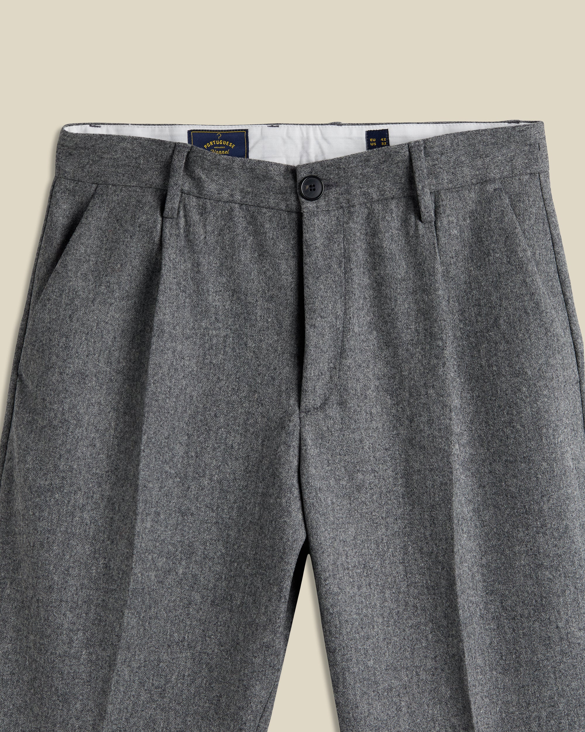 Single Pleated Wool Trousers - Grey