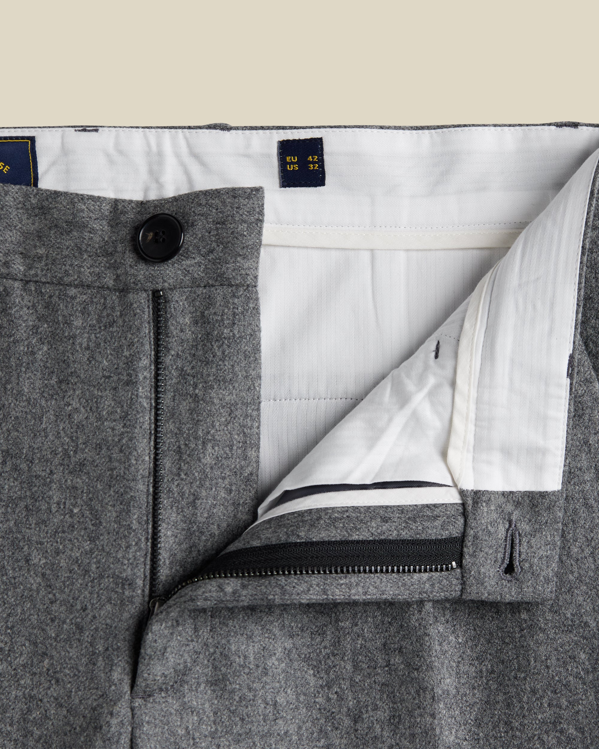 Single Pleated Wool Trousers - Grey