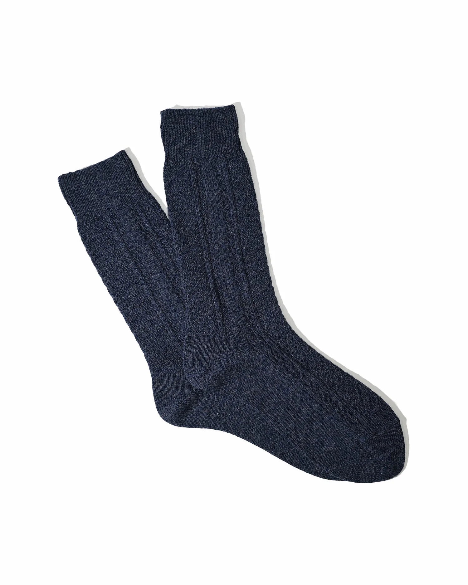 Wool Cashmere Links Crew - Indigo