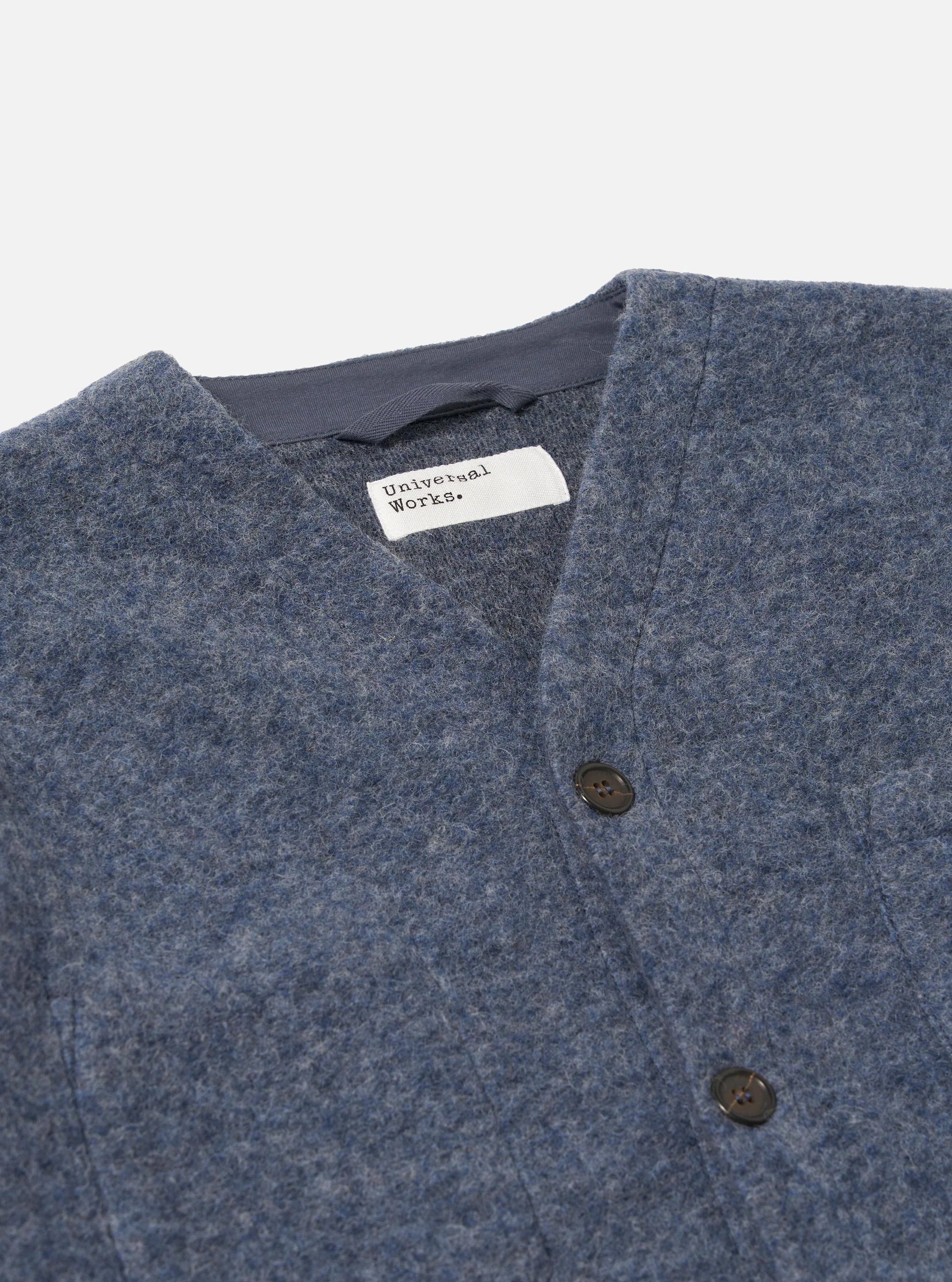 Wool Fleece Cardigan - Slate Blue