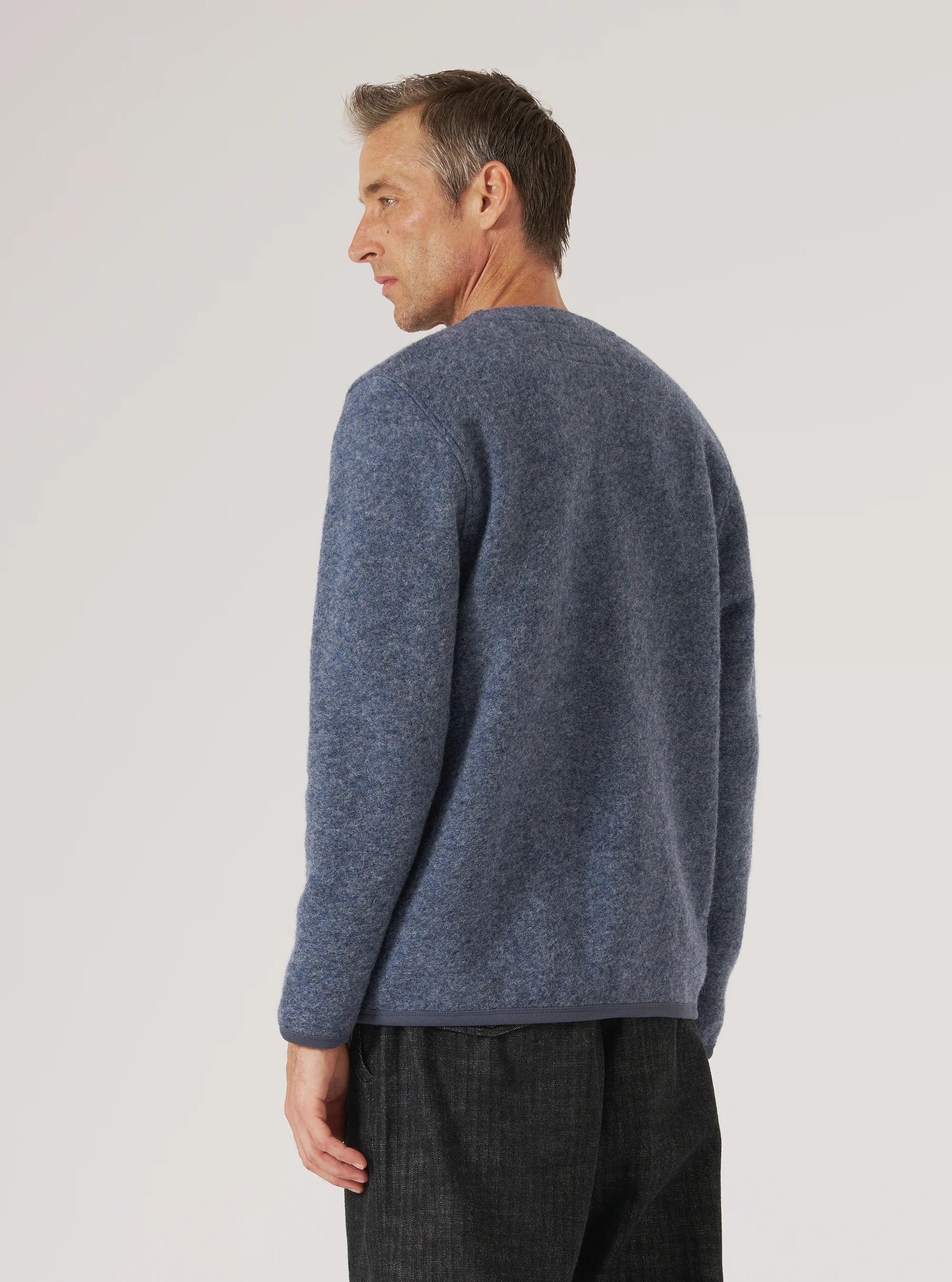 Wool Fleece Cardigan - Slate Blue