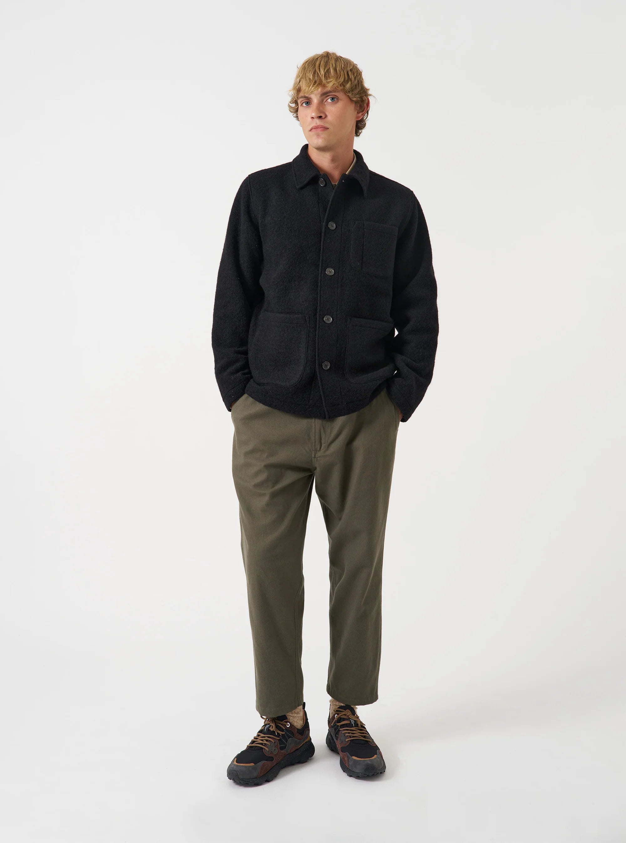 Wool Fleece Field Jacket - Black