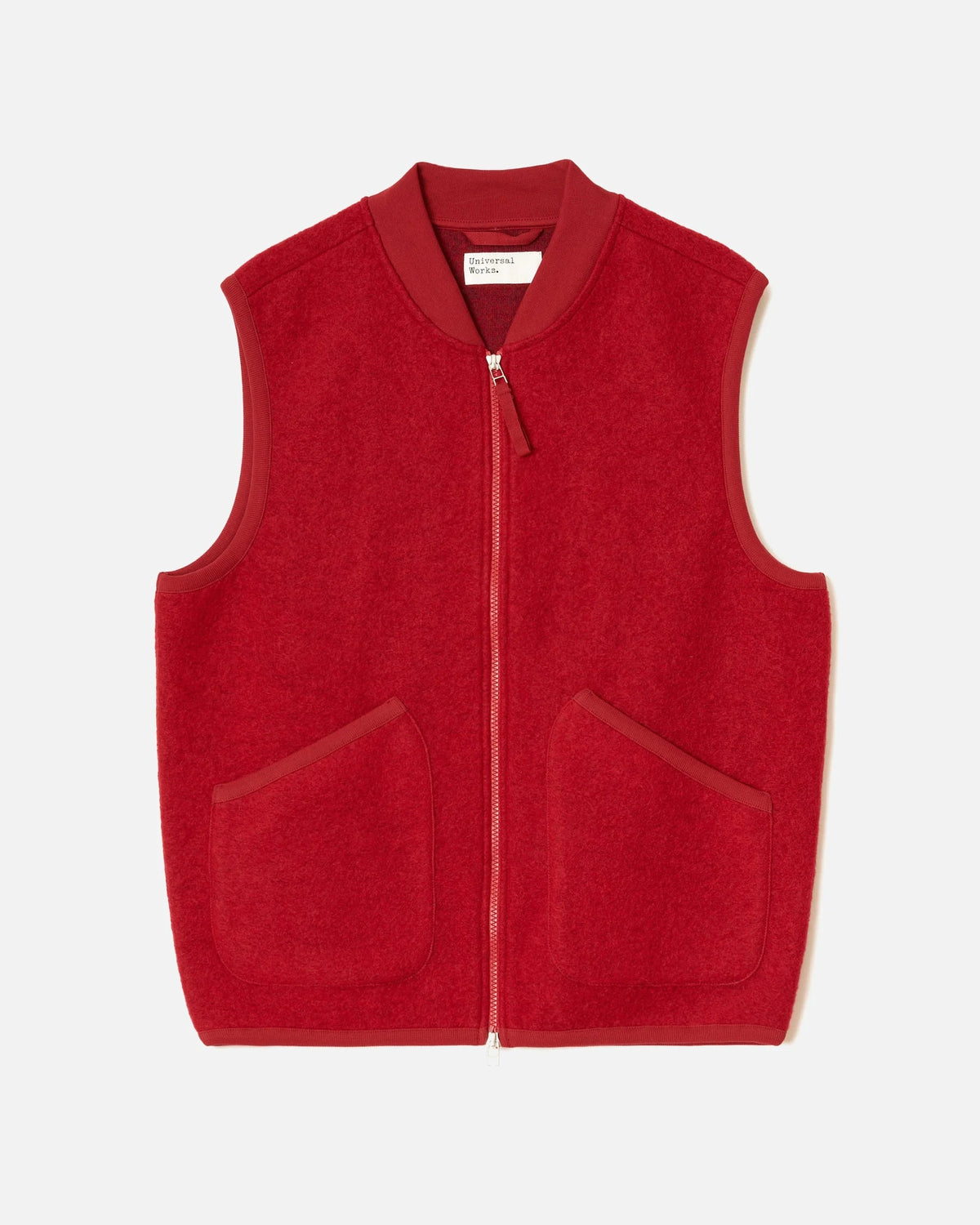 Wool Fleece Zip Waistcoat - Scarlet