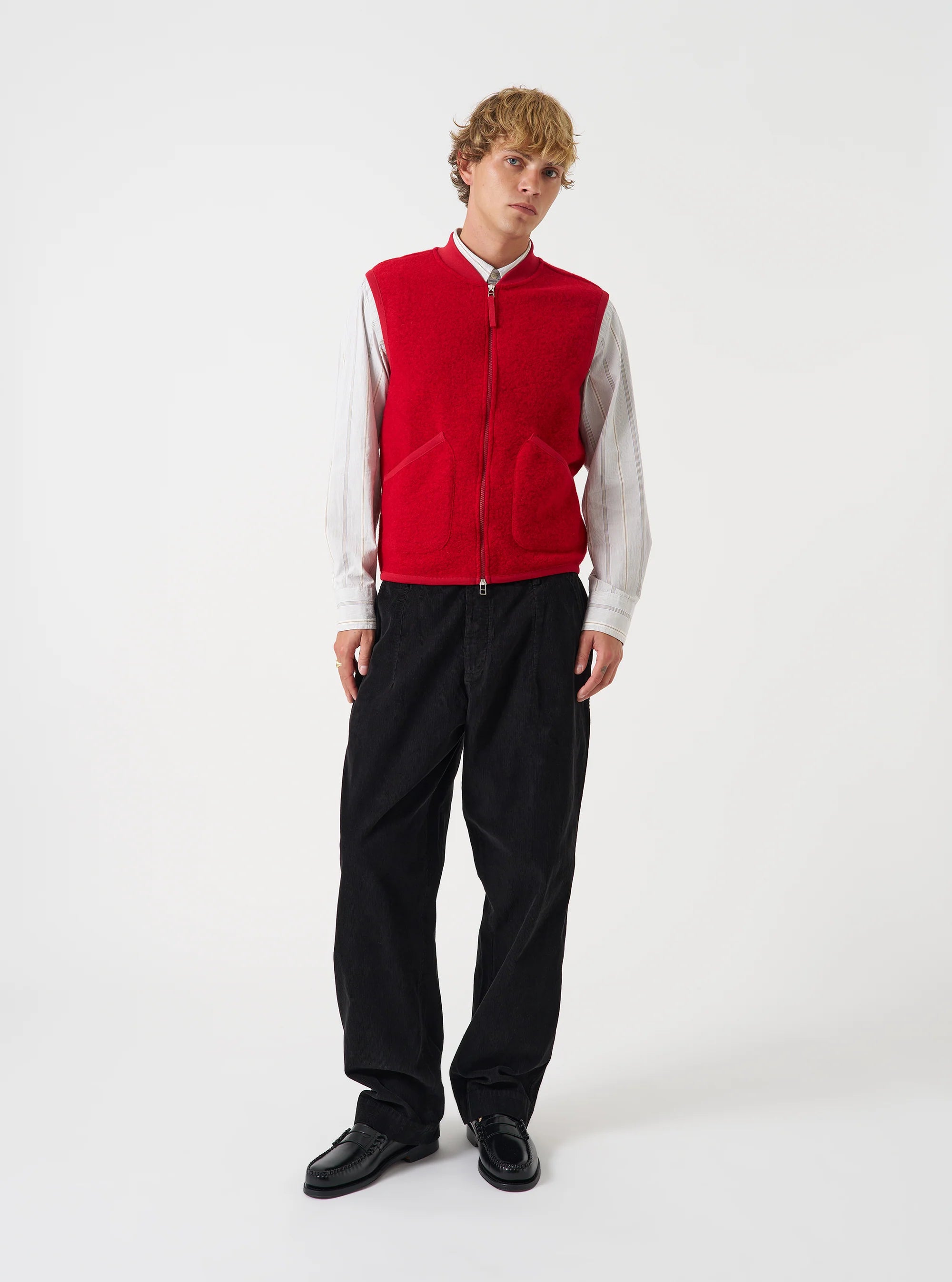 Wool Fleece Zip Waistcoat - Scarlet
