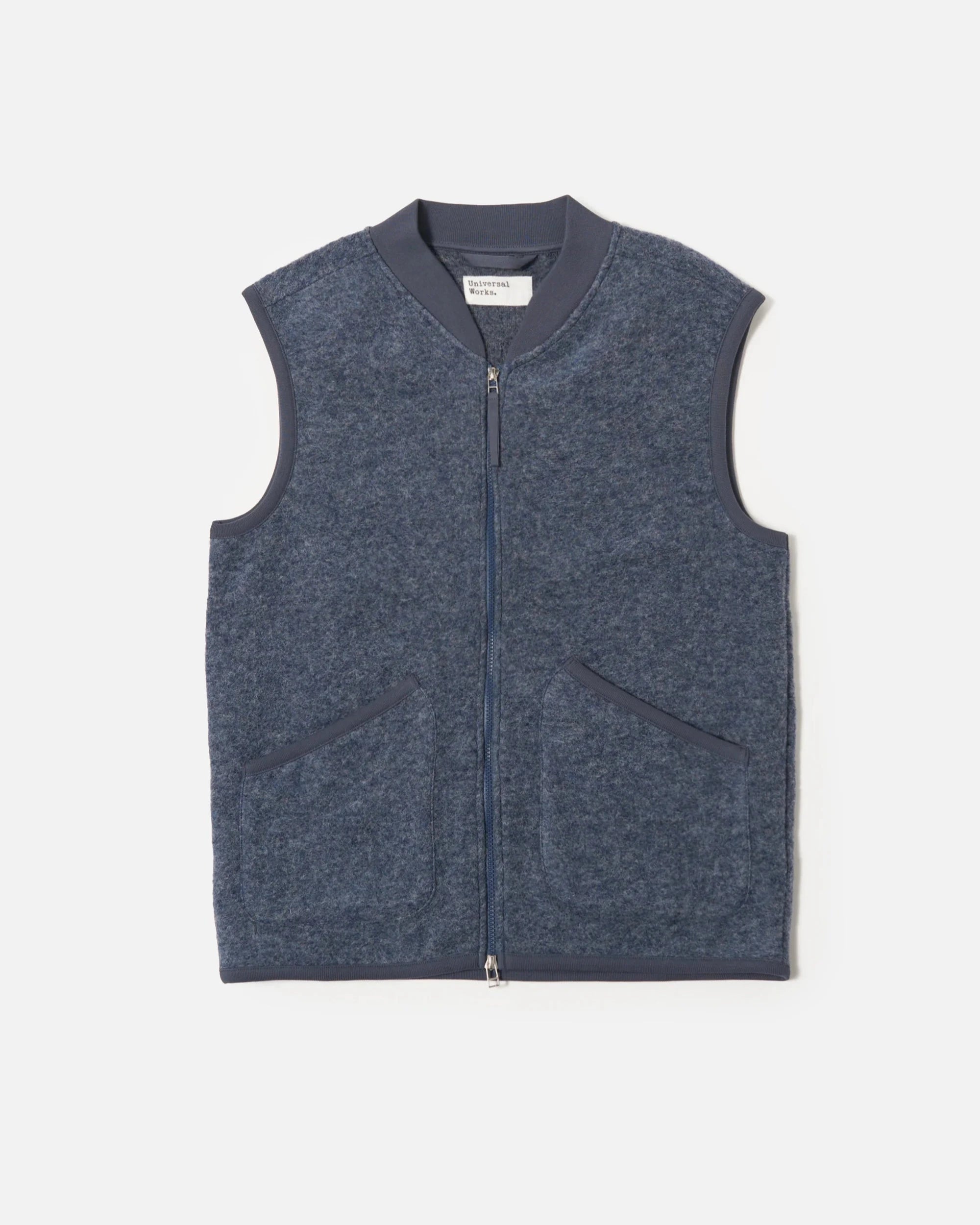 Wool Fleece Zip Waistcoat - Slate Blue