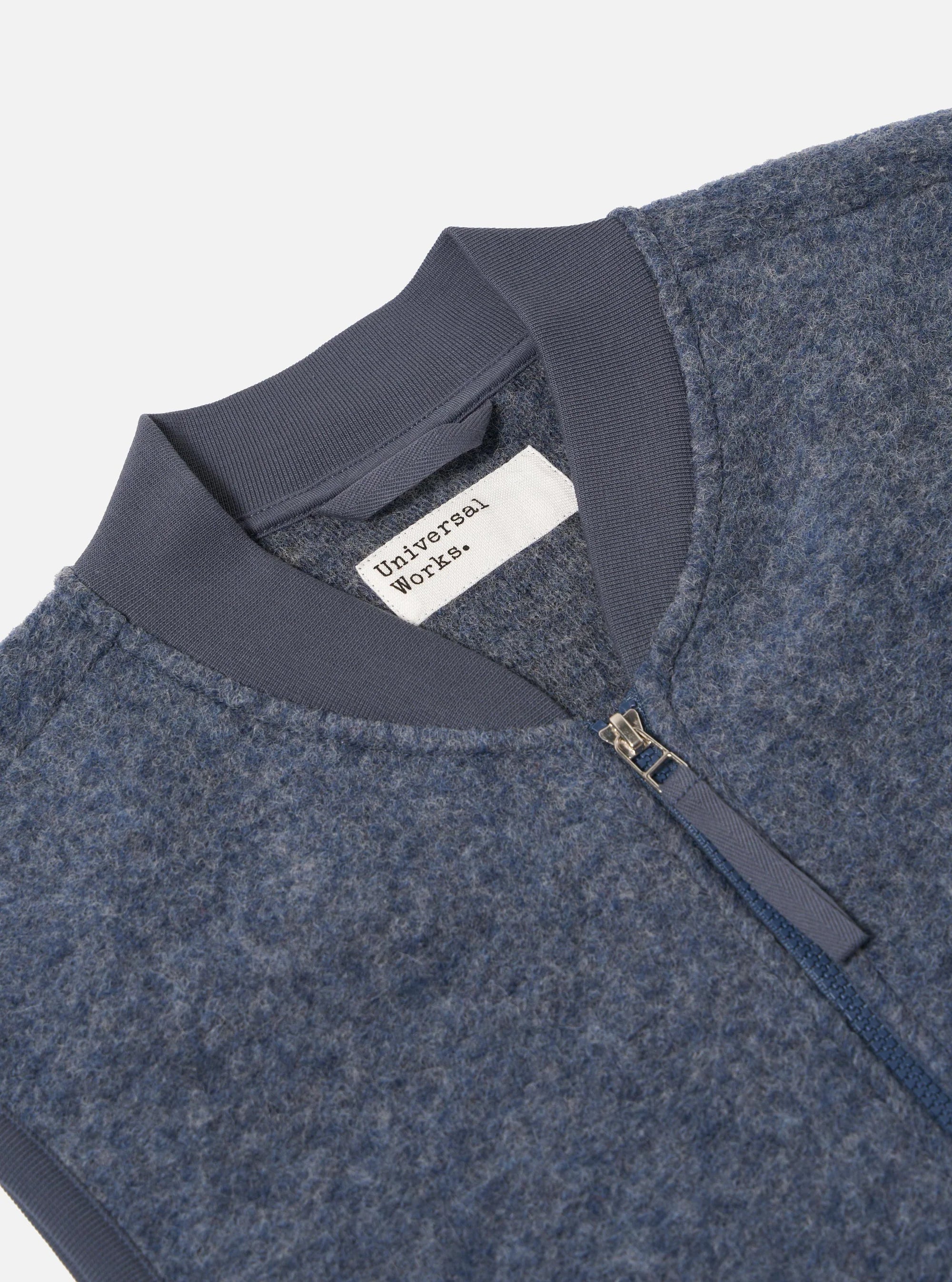 Wool Fleece Zip Waistcoat - Slate Blue