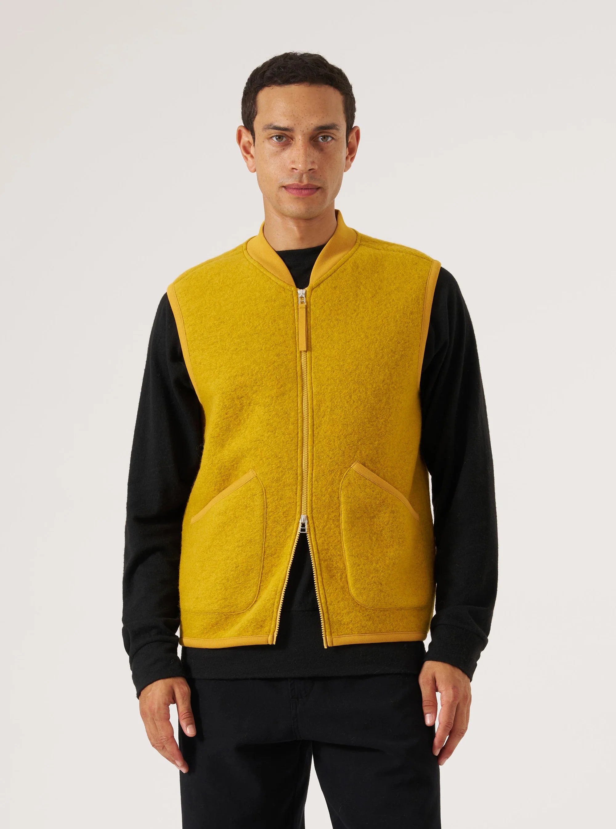 Wool Fleece Zip Waistcoat - Yellow