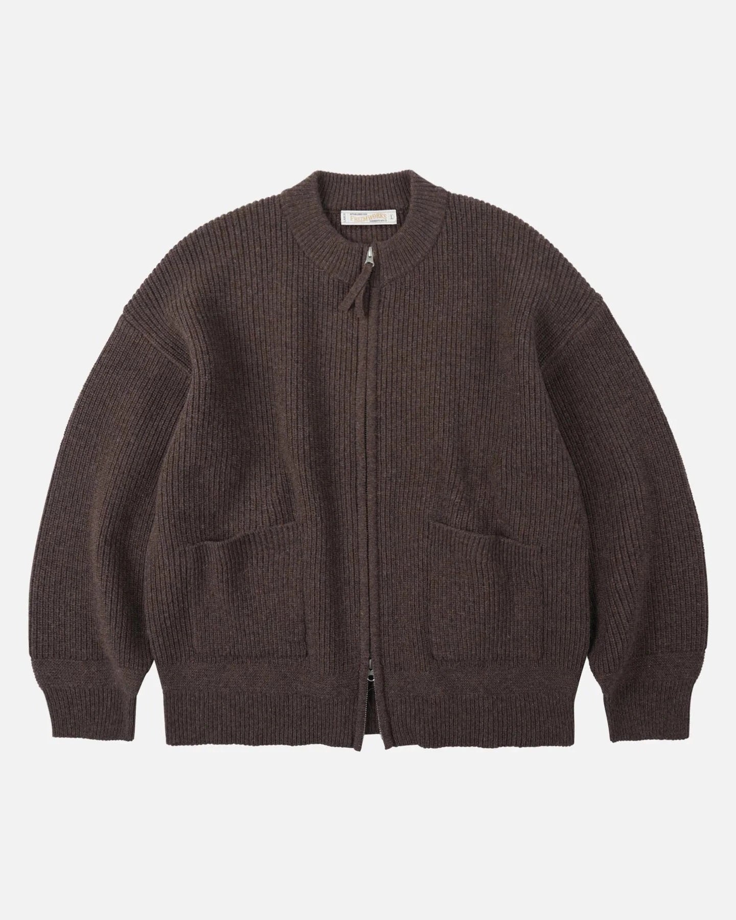 Wool Deck Zip Up Cardigan - Choco Brown