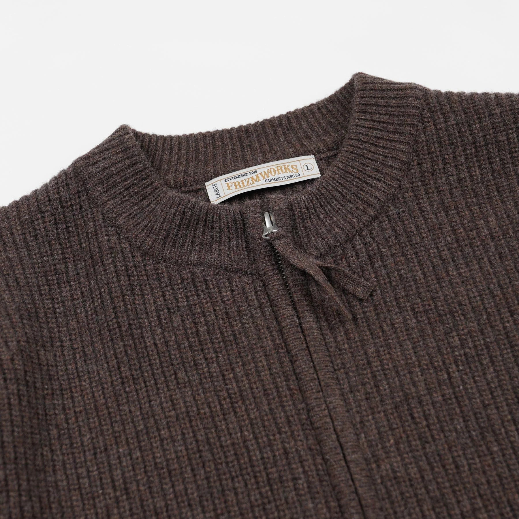 Wool Deck Zip Up Cardigan - Choco Brown