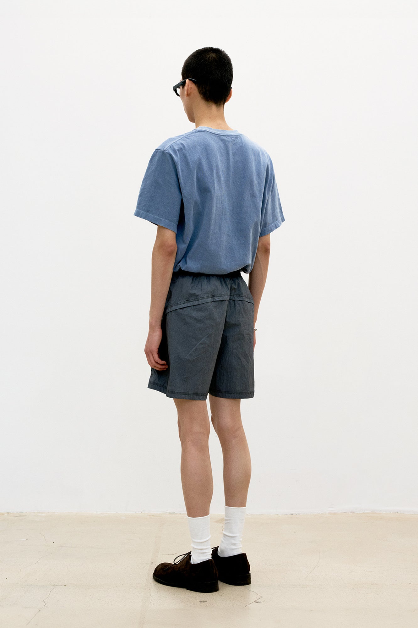 Washed Cutoff Denim Shorts - Washed Gray