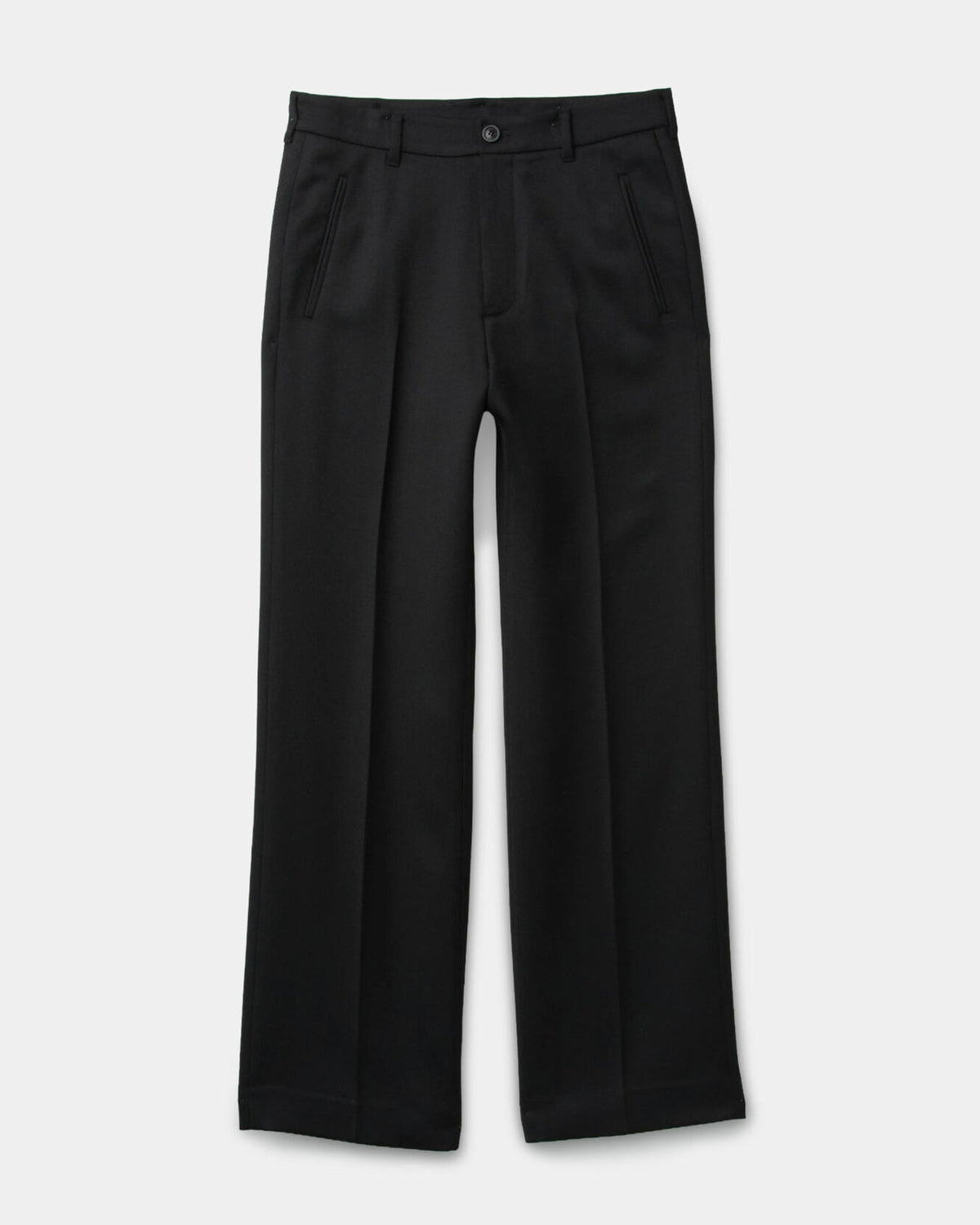 Wool-Blend Straightleg Trousers - Black