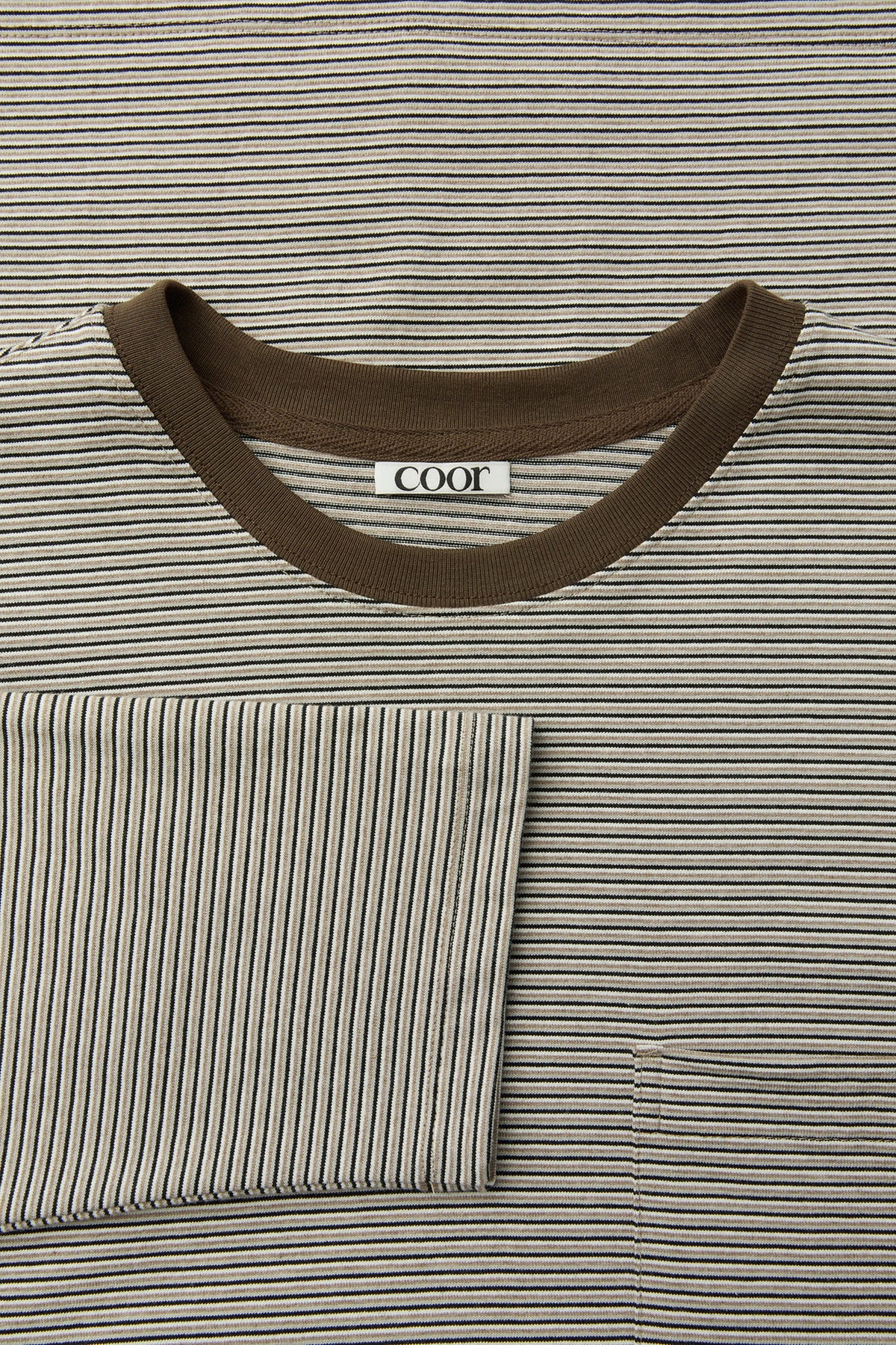 Multi Pin Pique Polo Long Sleeve - Brown
