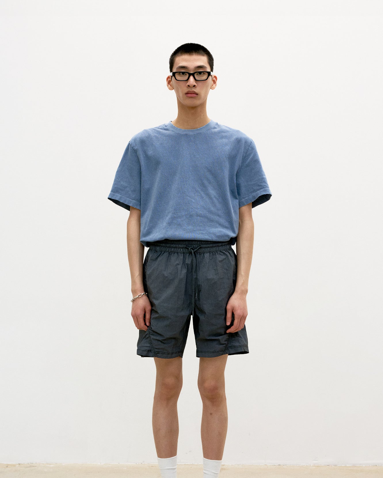 Washed Cutoff Denim Shorts - Washed Gray