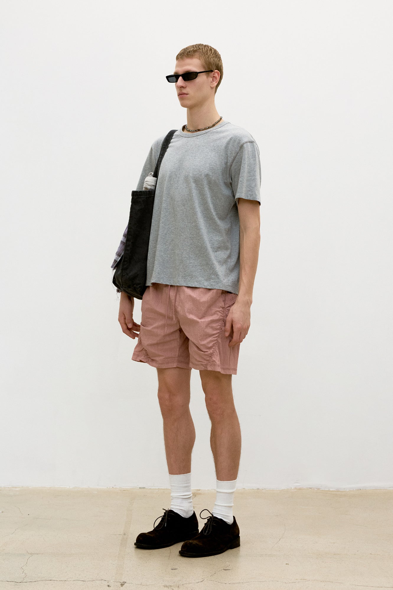 Garment Dyed Nylon Short Pants - Washed Dusty Pink