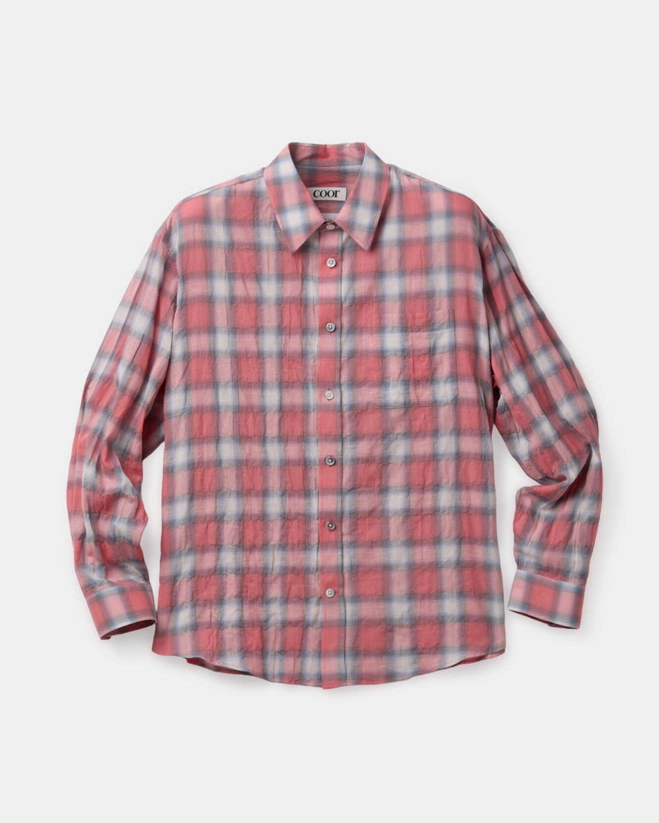 Seersucker Ombre Checkered Shirt - Pink Check