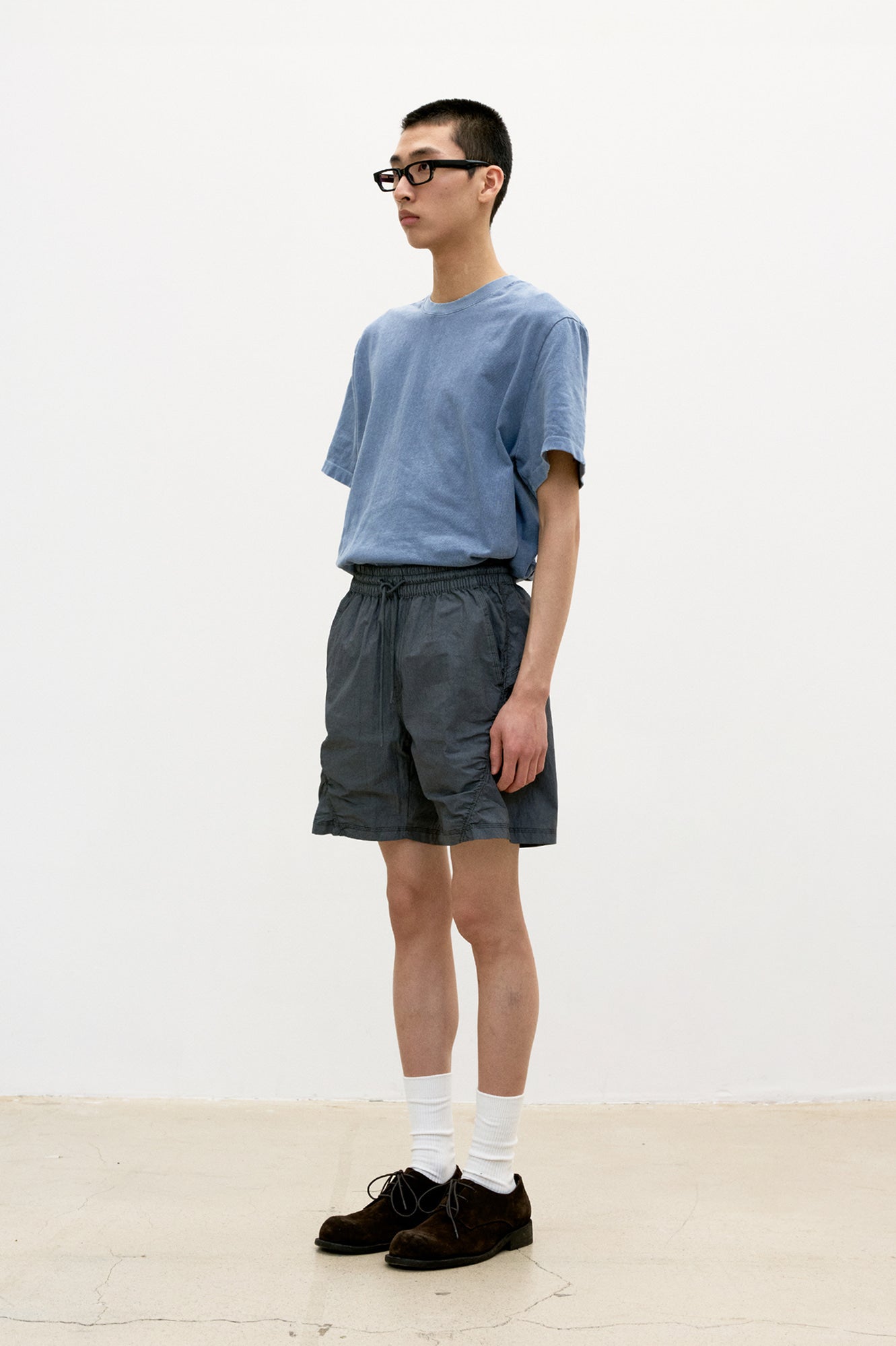 Washed Cutoff Denim Shorts - Washed Gray