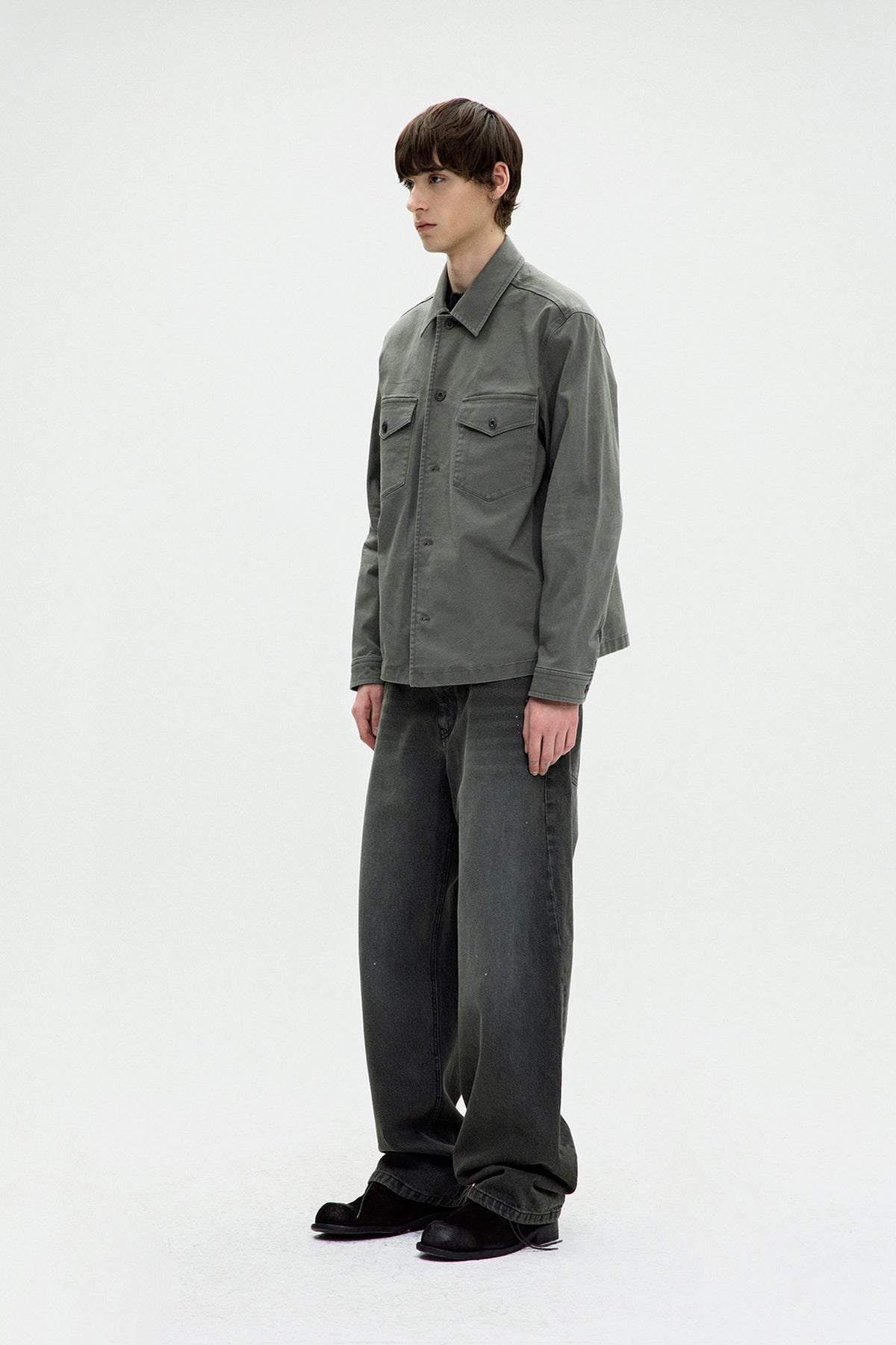 Garment Washed Fatigue Shirt - Washed Khaki