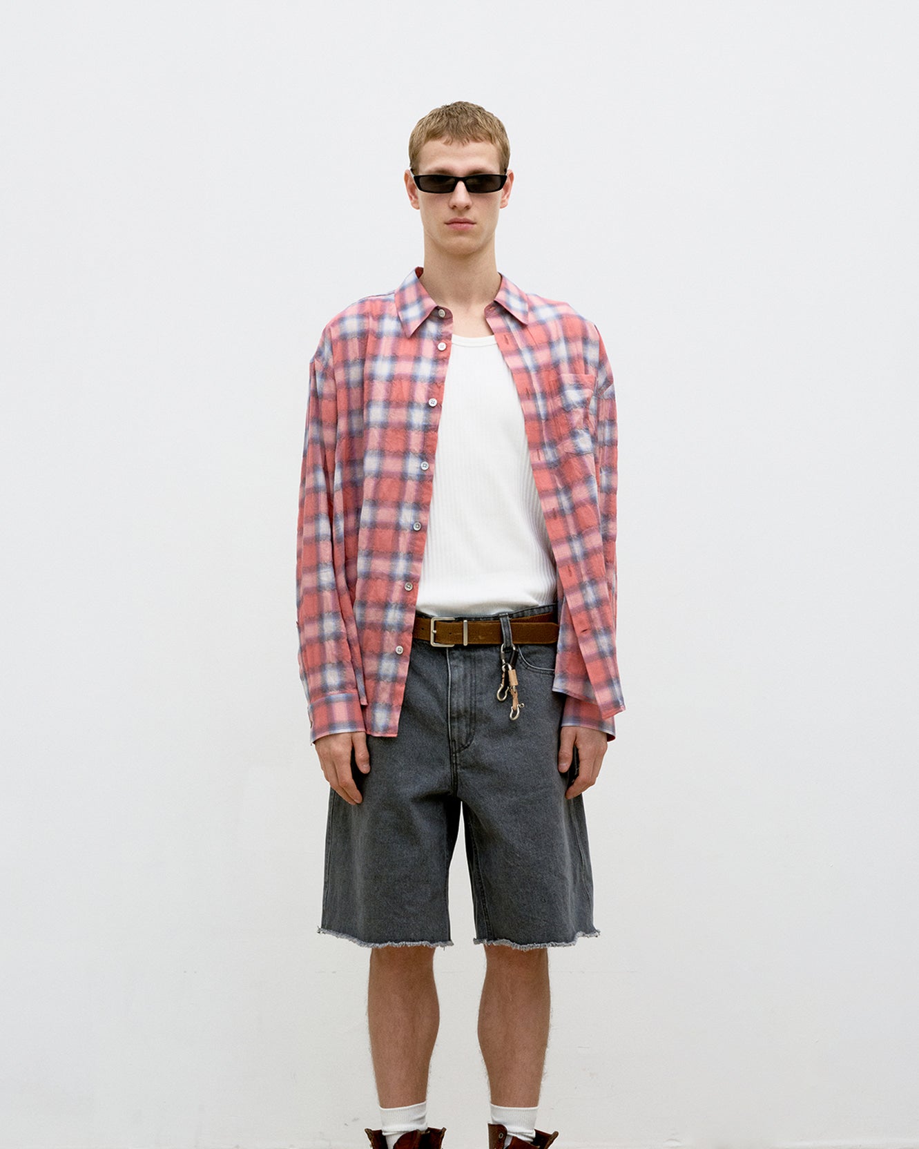 Seersucker Ombre Checkered Shirt - Pink Check