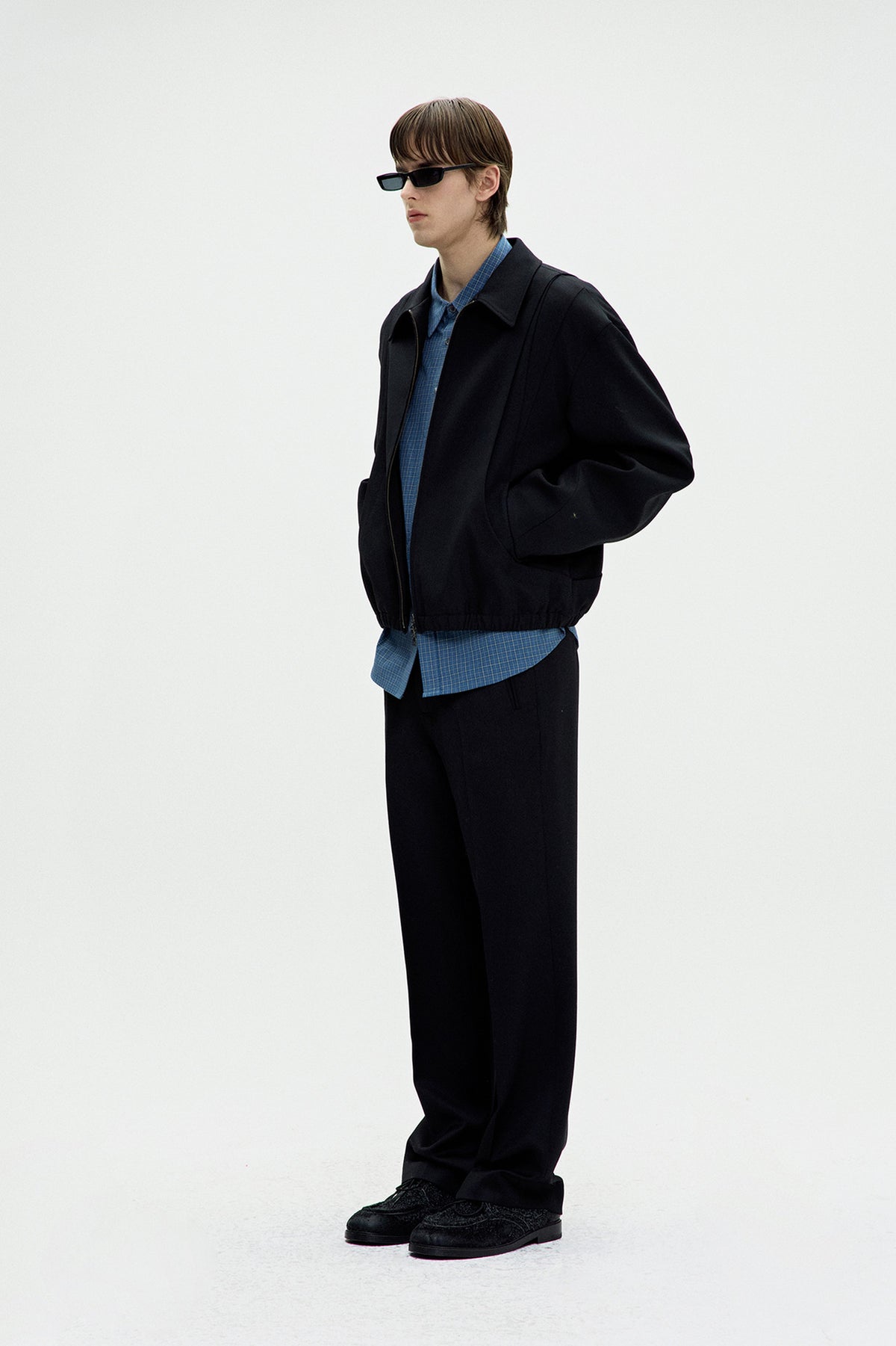 Wool-Blend Straightleg Trousers - Black