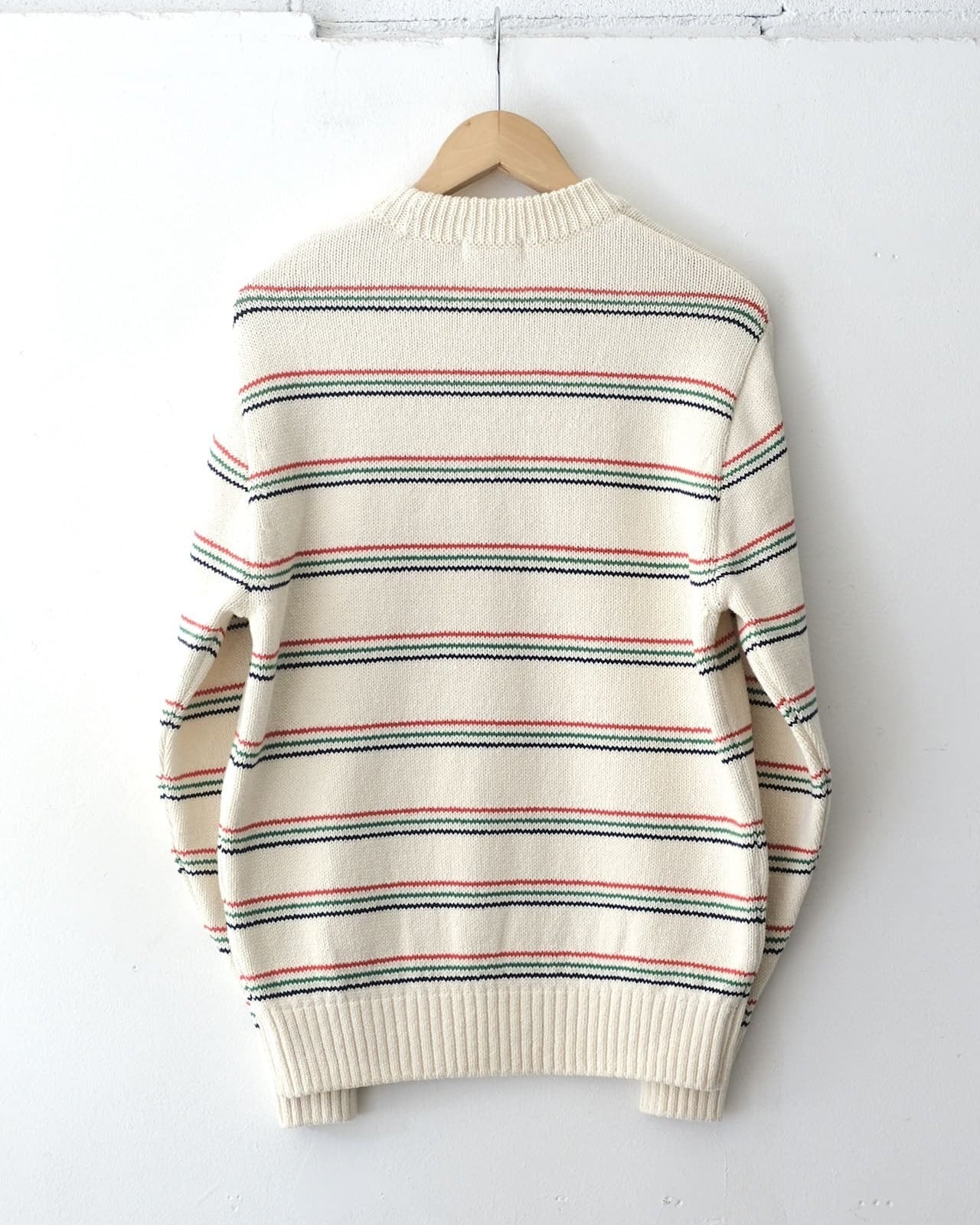 Crew Neck Border Sweater - White Border
